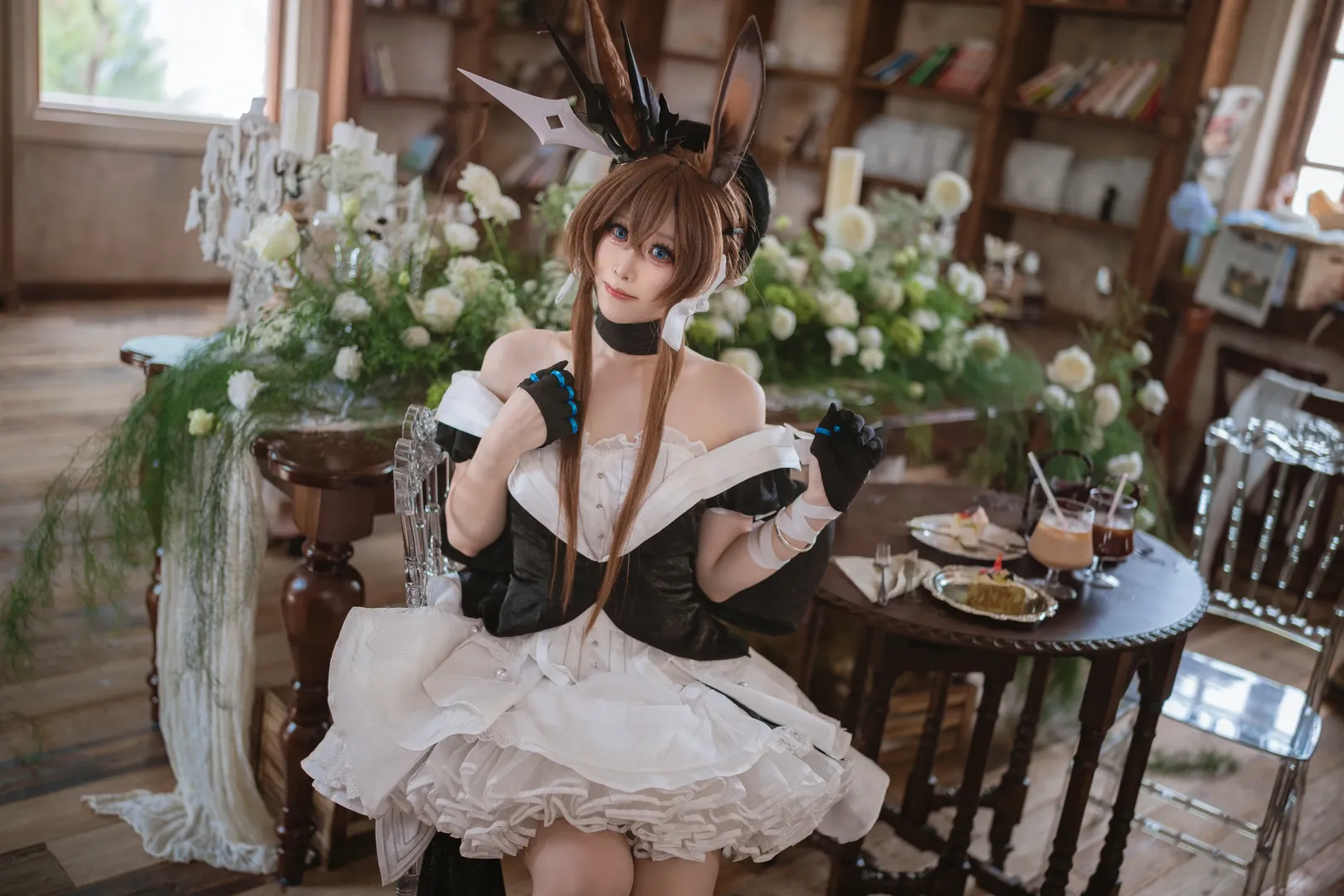 アークナイツ, アーミヤ コスプレ, レトロ撮影, ジャングルの結び目, うさ耳メイド服 - 8枚目