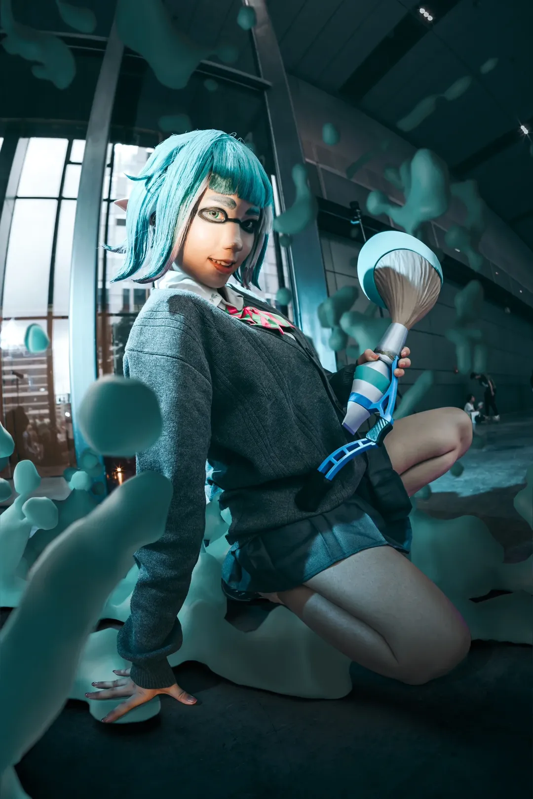 广州萤火虫漫展, 斯普拉顿3Cosplay, 喷射战士3Cos, 青蓝色Coser, 墨水飞溅特效 - 第1张