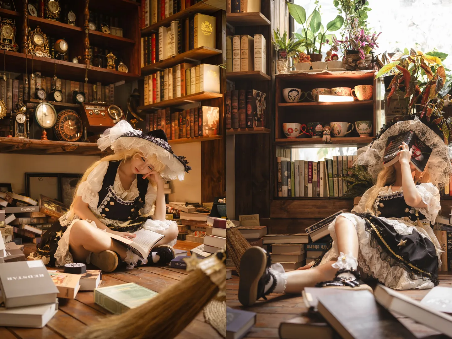 东方Project, 雾雨魔理沙cos, 洛丽塔穿搭, 复古风摄影, 魔法书与旧时光 - 第2张