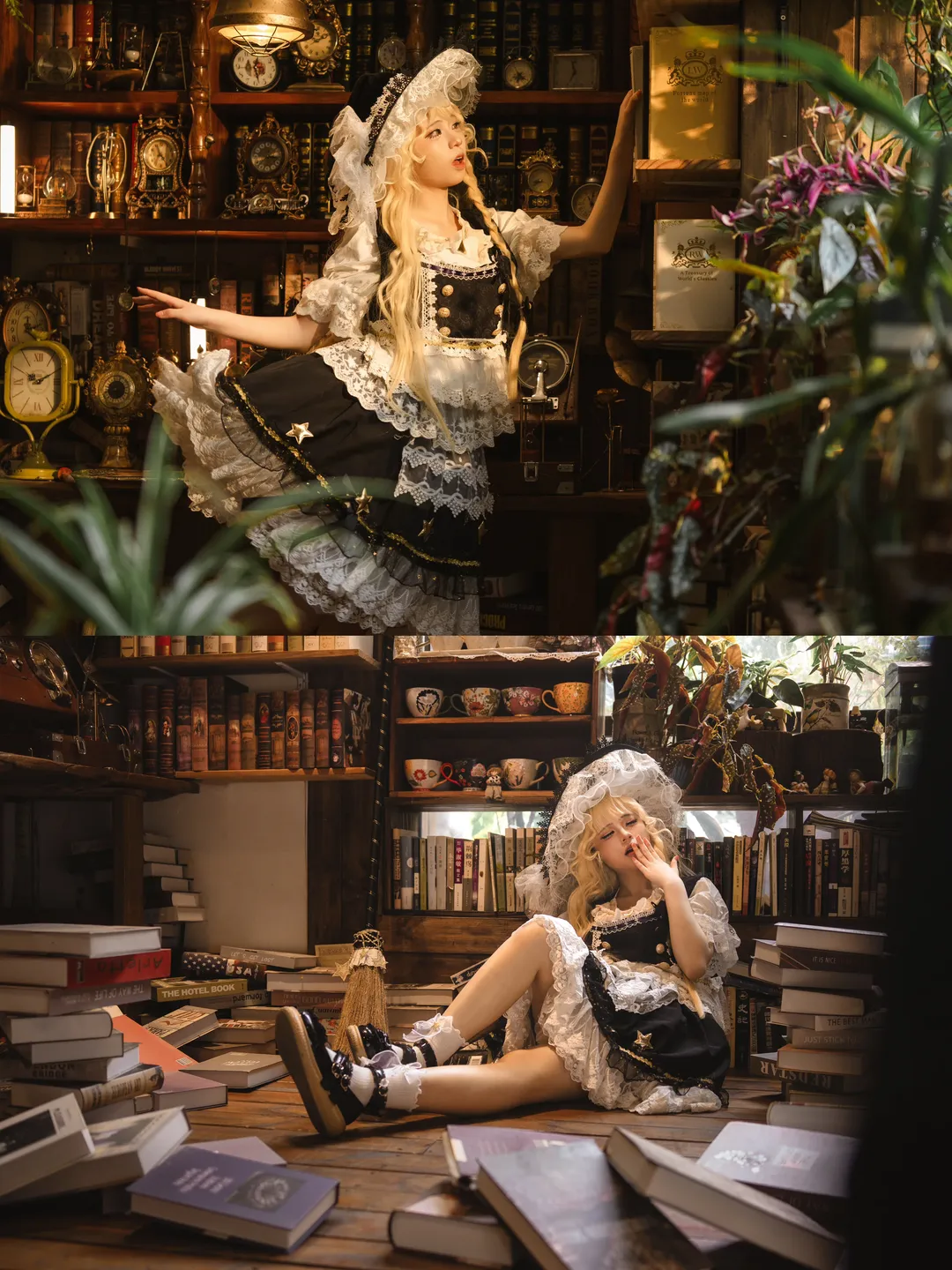 东方Project, 雾雨魔理沙cos, 洛丽塔穿搭, 复古风摄影, 魔法书与旧时光 - 第3张