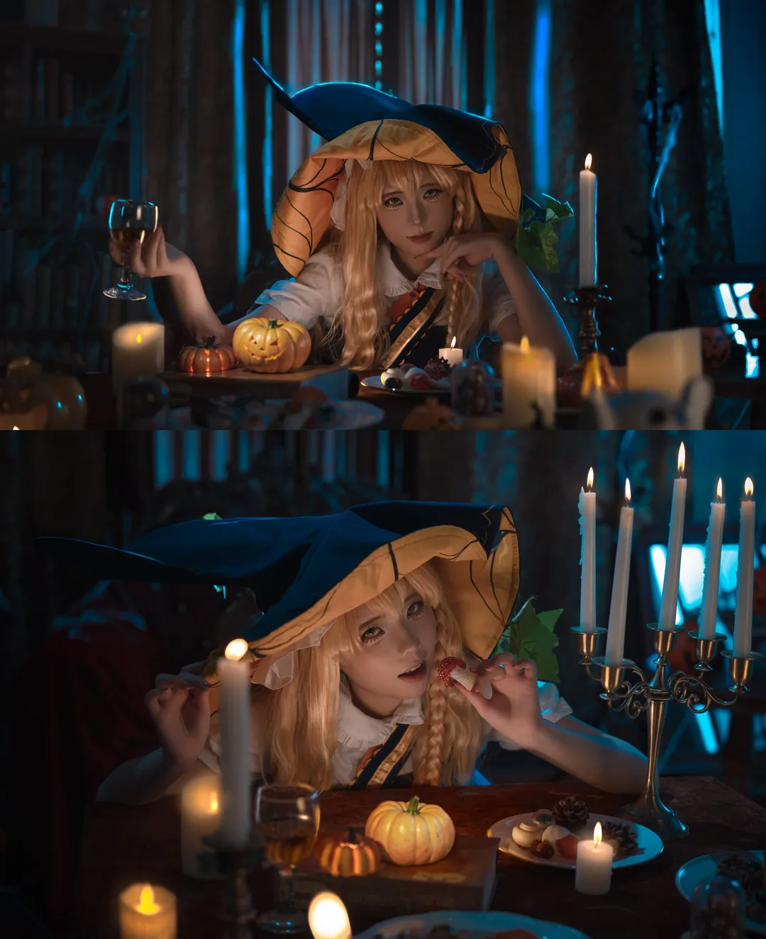 东方Project, 雾雨魔理沙cos, 魔法使装扮, 万圣节cosplay, 摄影棚布景 - 第1张