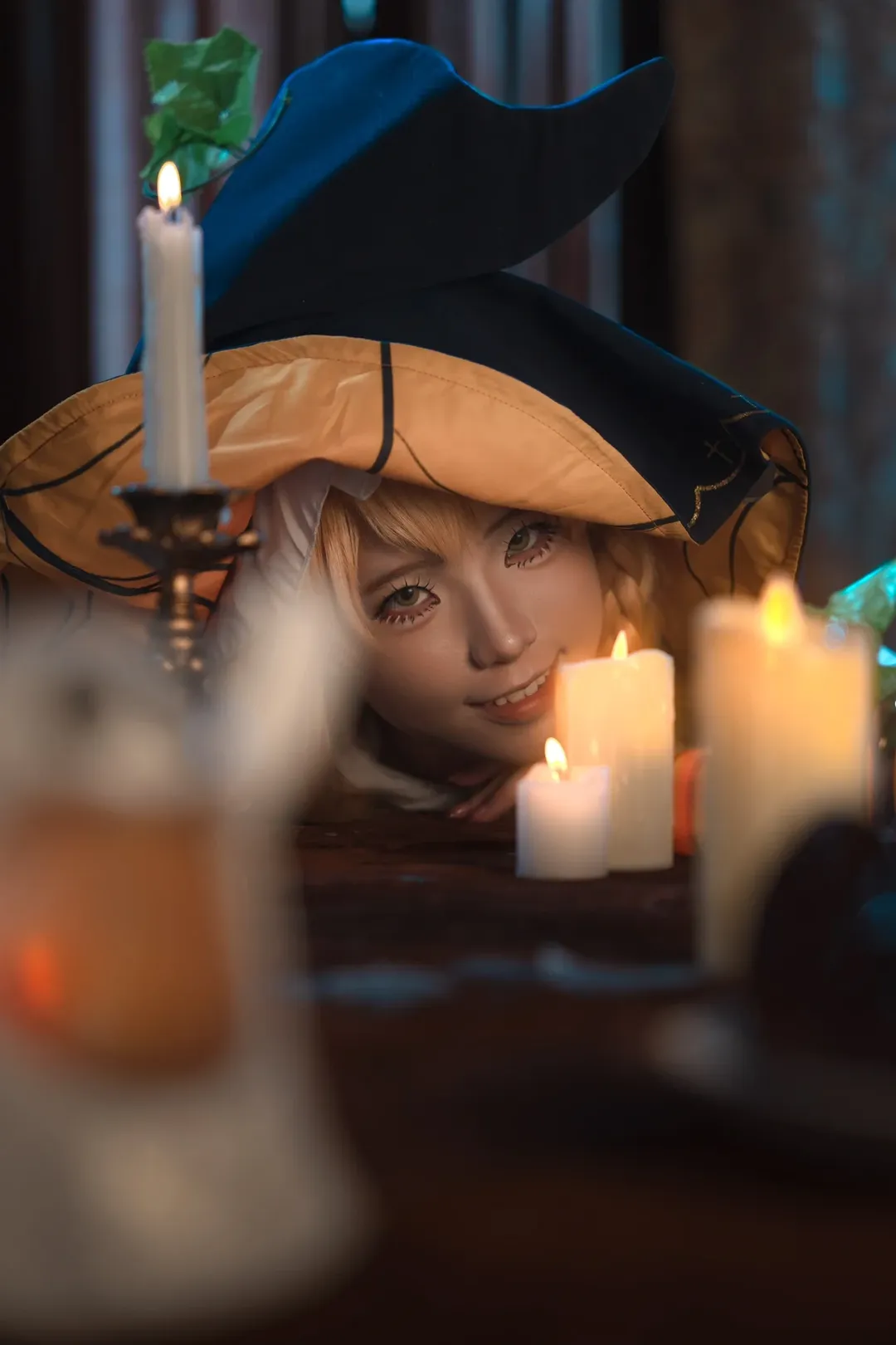 东方Project, 雾雨魔理沙cos, 魔法使装扮, 万圣节cosplay, 摄影棚布景