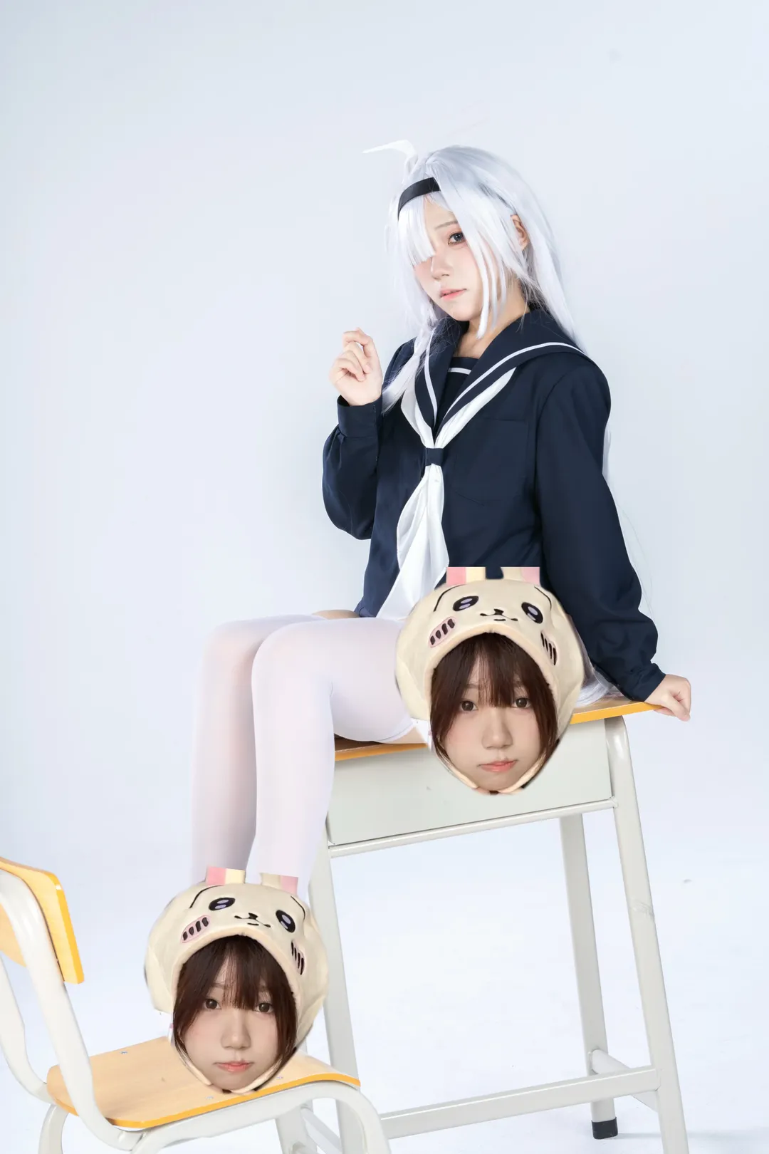 蔚蓝档案, 普拉娜cos, 二次元cos, 白丝穿搭, 白棚摄影