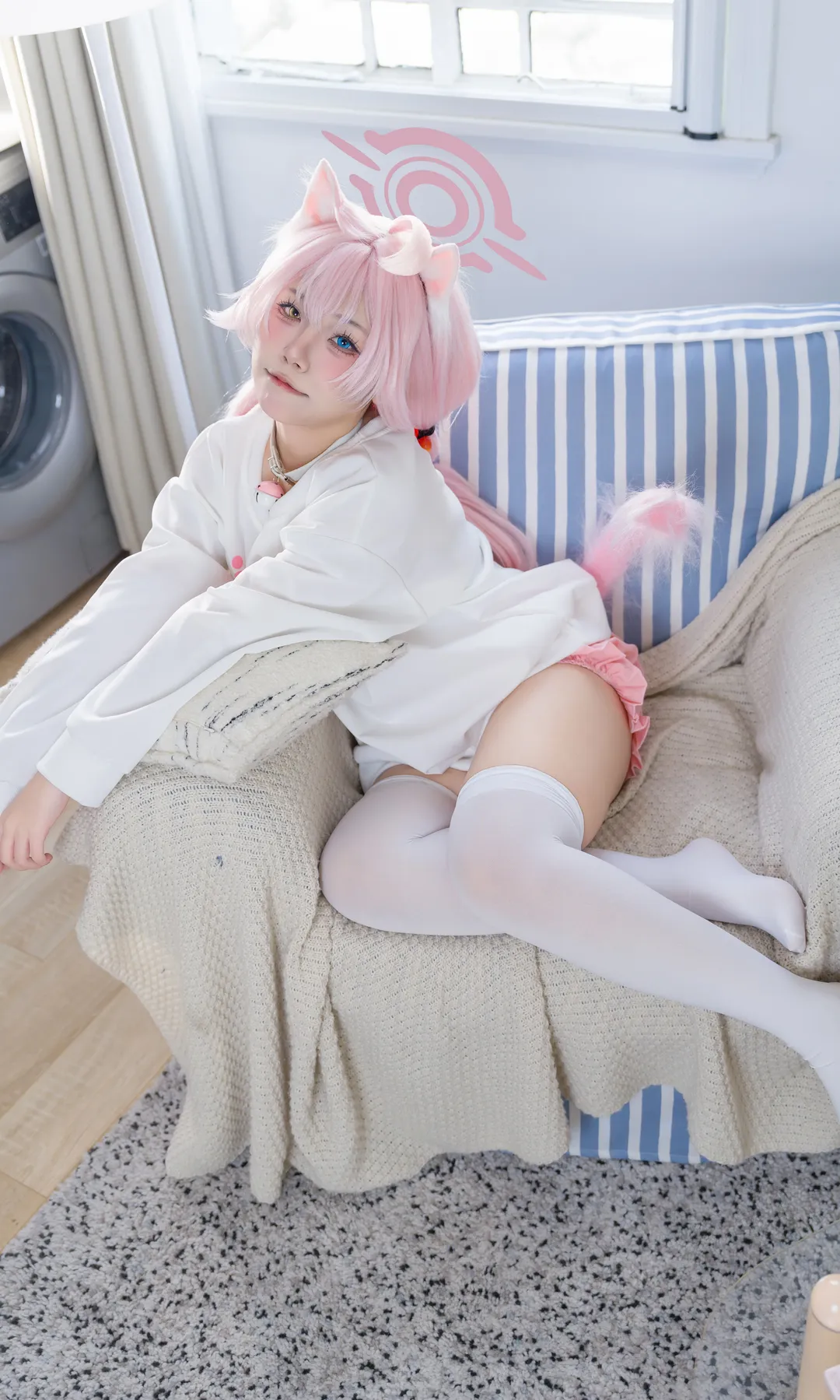 蔚蓝档案, 小鸟游星野cos, cosplay日常, 粉色系穿搭, 居家慵懒风 - 第2张