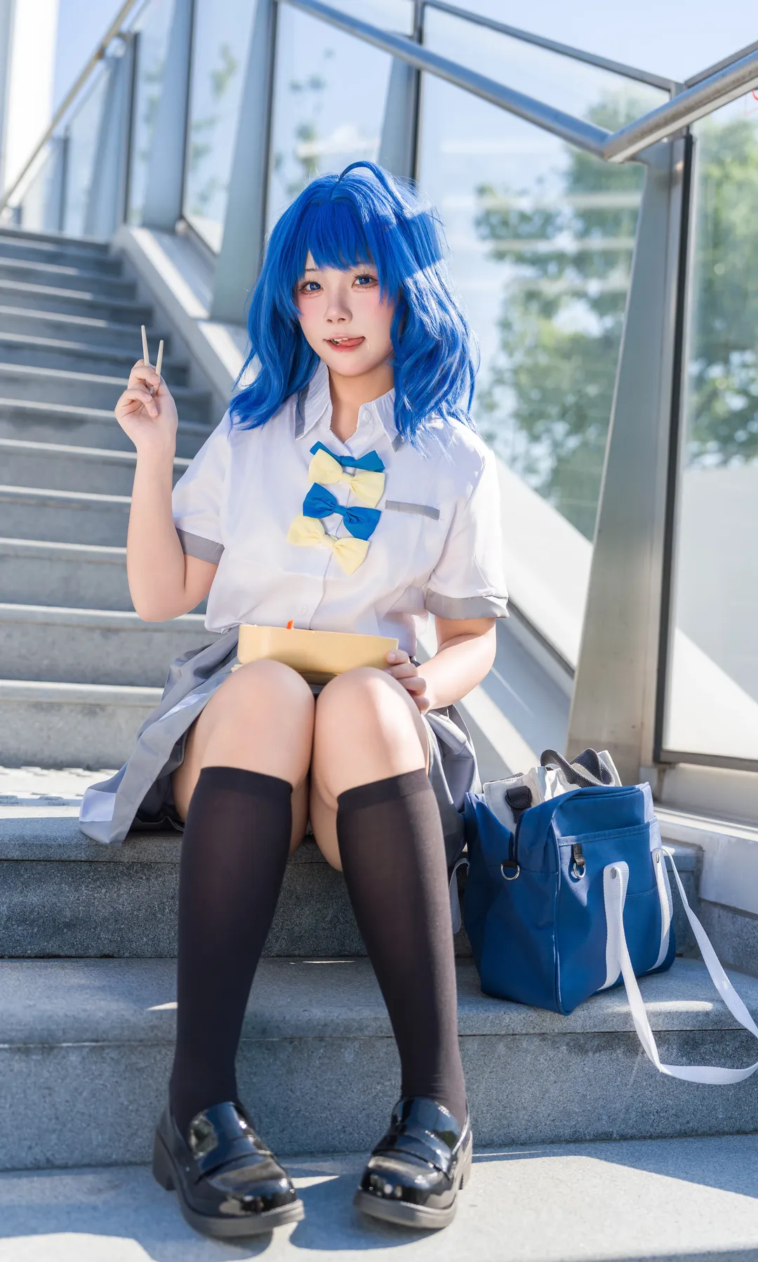 二次元萌妹, 蓝发cos, 八奈见杏菜cos, 败犬女主太多了, 学院风JK