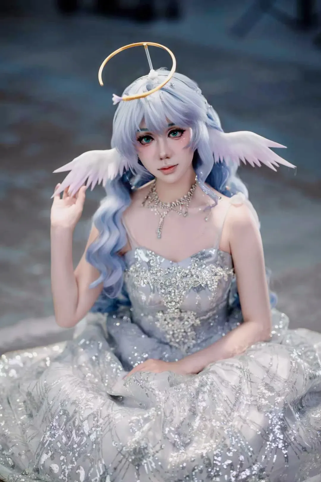 漫展返图, 知更鸟cos, cosplay摄影, 天使造型, 仙气礼服