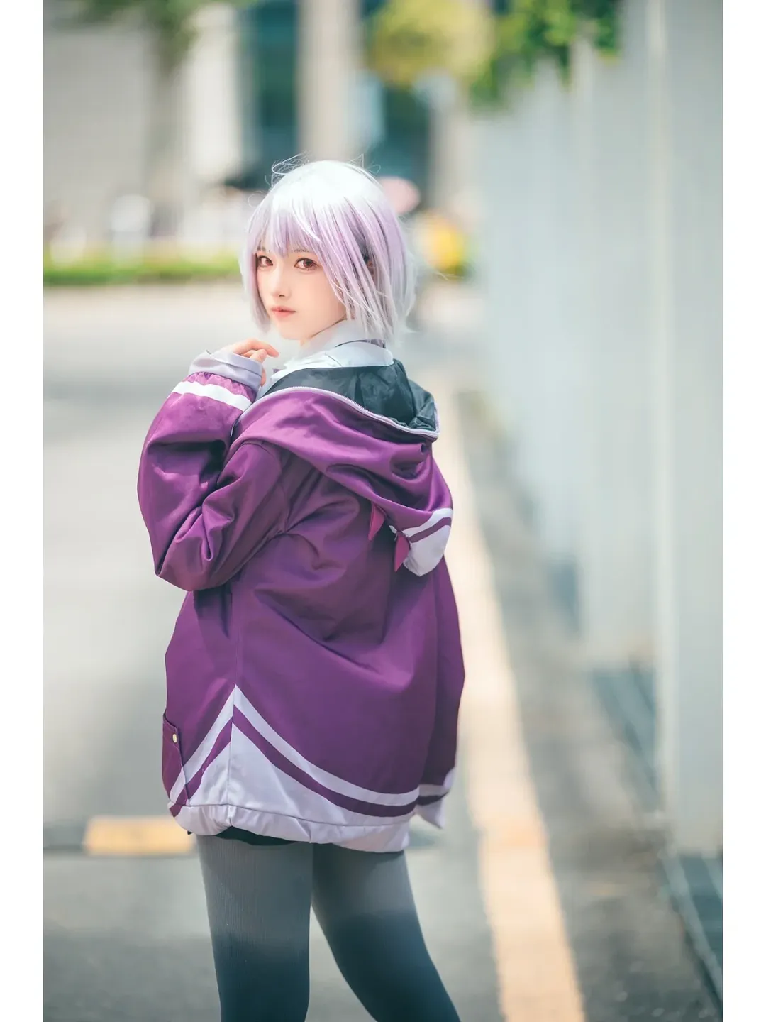 コスプレ, イベント写真, 屋外ポートレート, ストッキングコーデ, パープルスポーティースタイル - 3枚目