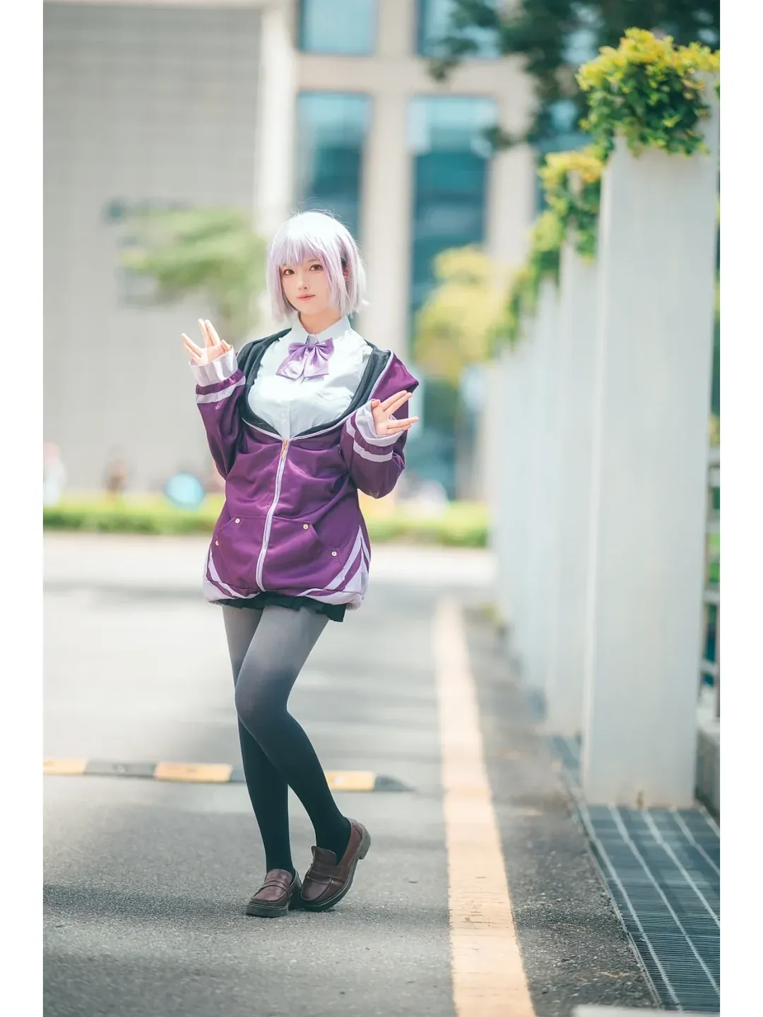 cosplay, 漫展場照, 戶外人像, 絲襪穿搭, 紫色運動風