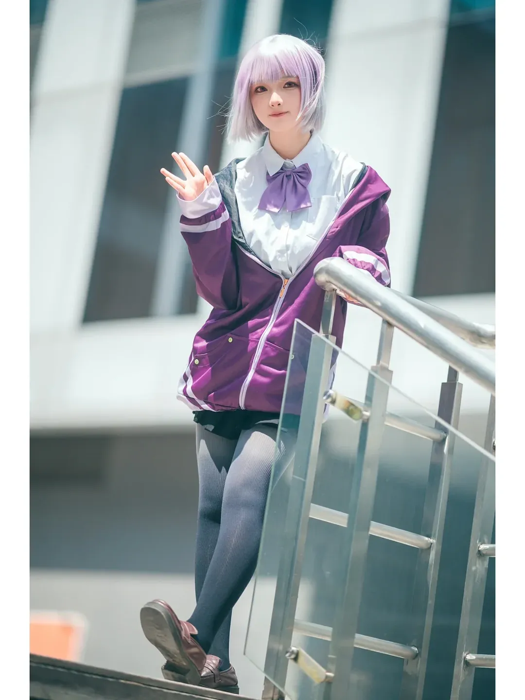コスプレ, イベント写真, 屋外ポートレート, ストッキングコーデ, パープルスポーティースタイル - 5枚目