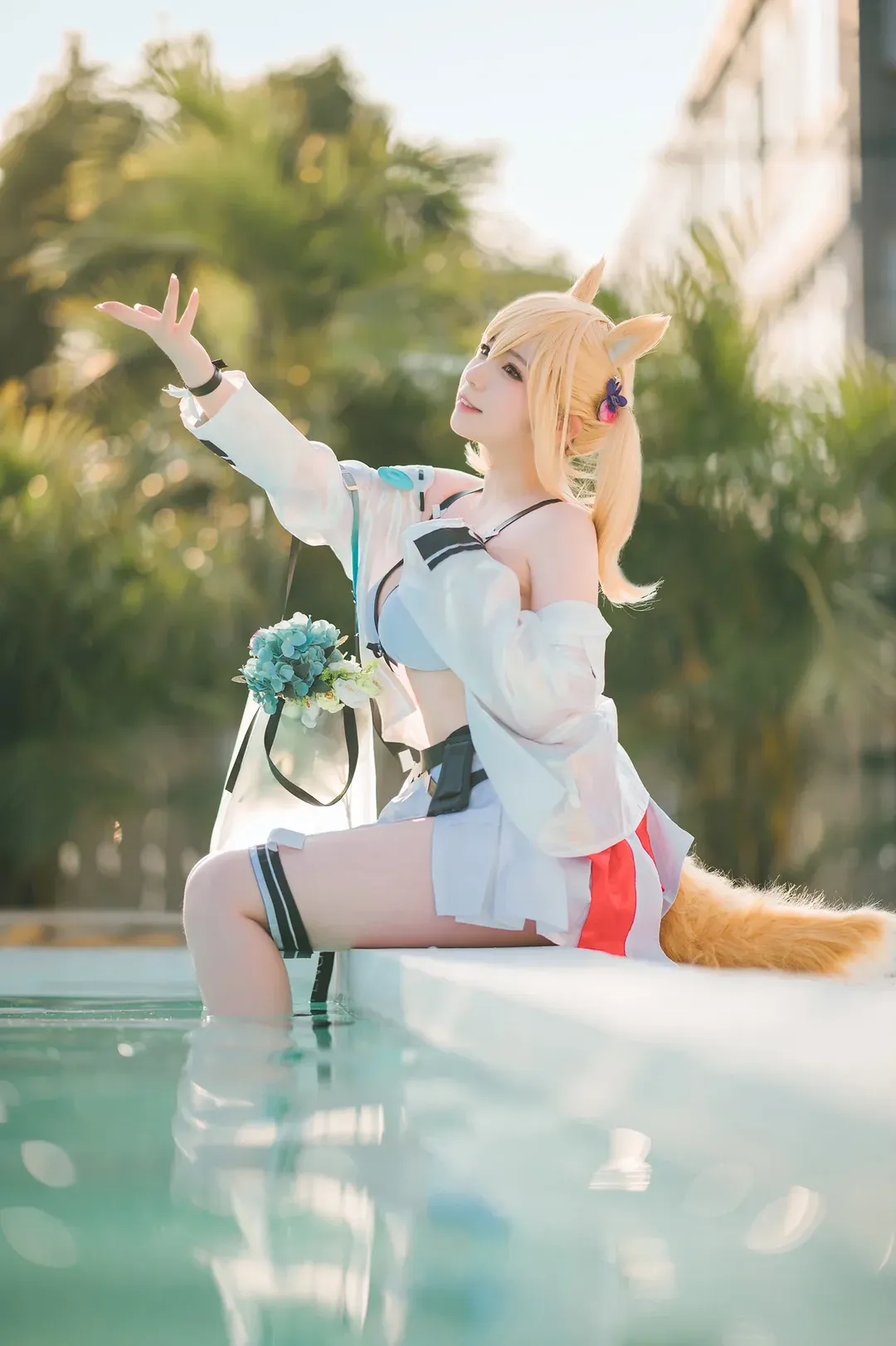 户外摄影, 明日方舟, 泳装cosplay, 兽耳cosplay, 空cos - 第1张