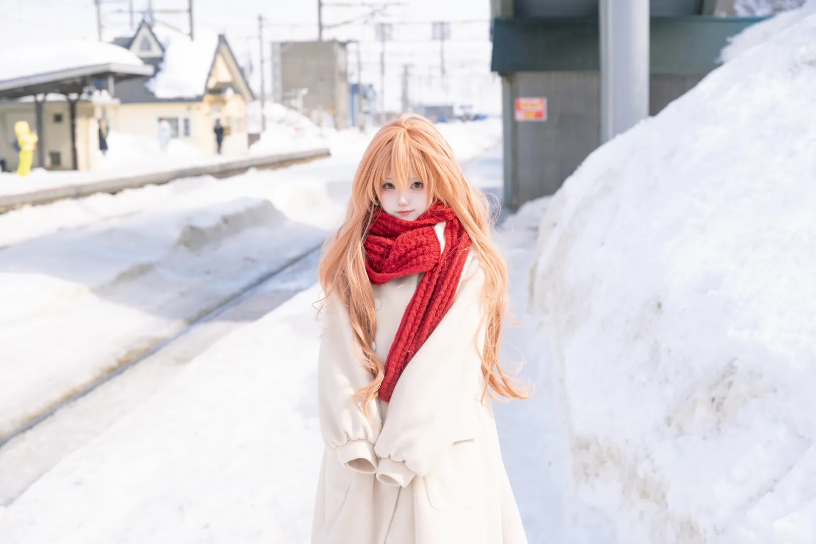 逢坂大河cos, 龙与虎, 雪景cos, 日系冬季穿搭, 铁道旅拍 - 第2张