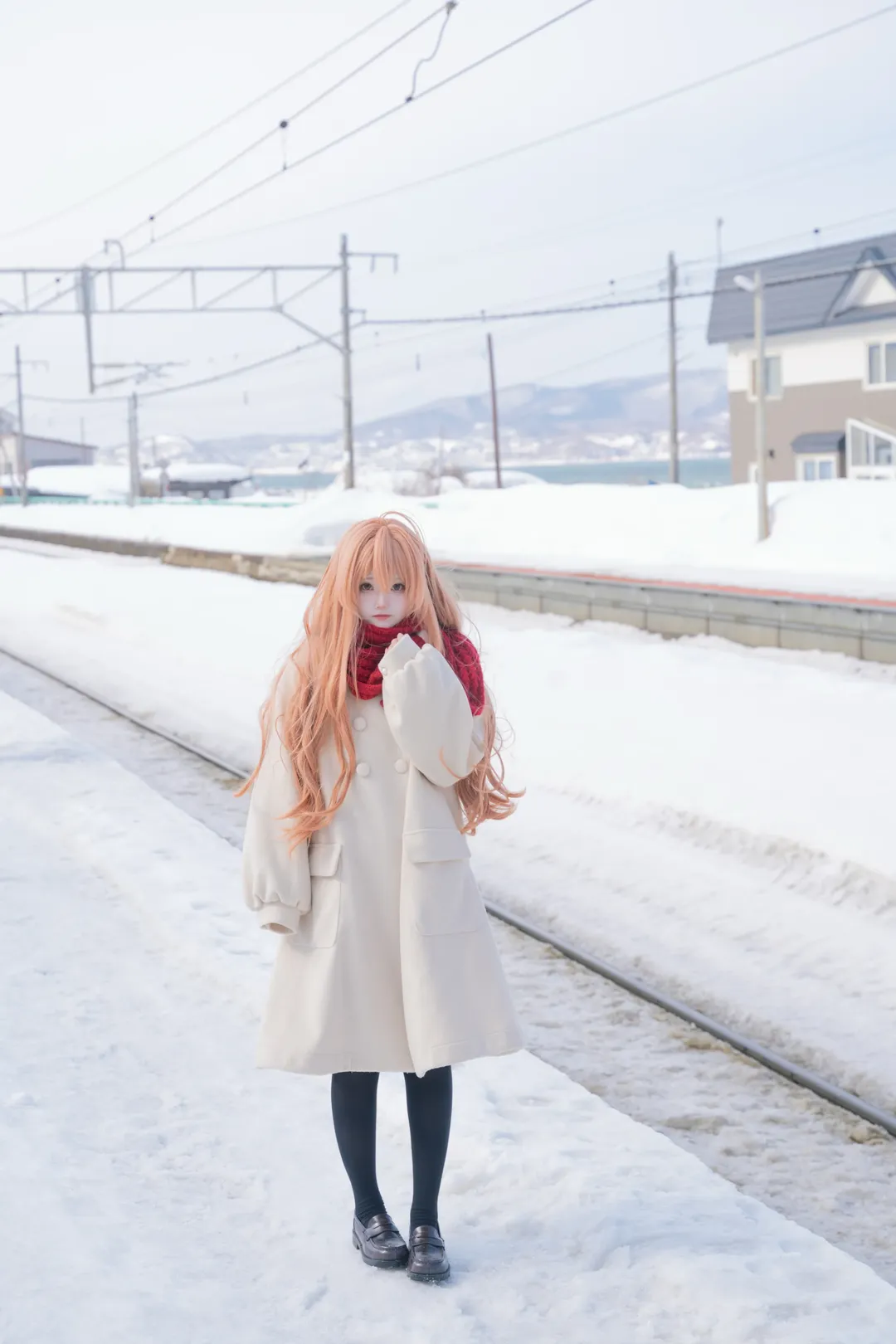逢坂大河cos, 龙与虎, 雪景cos, 日系冬季穿搭, 铁道旅拍 - 第3张