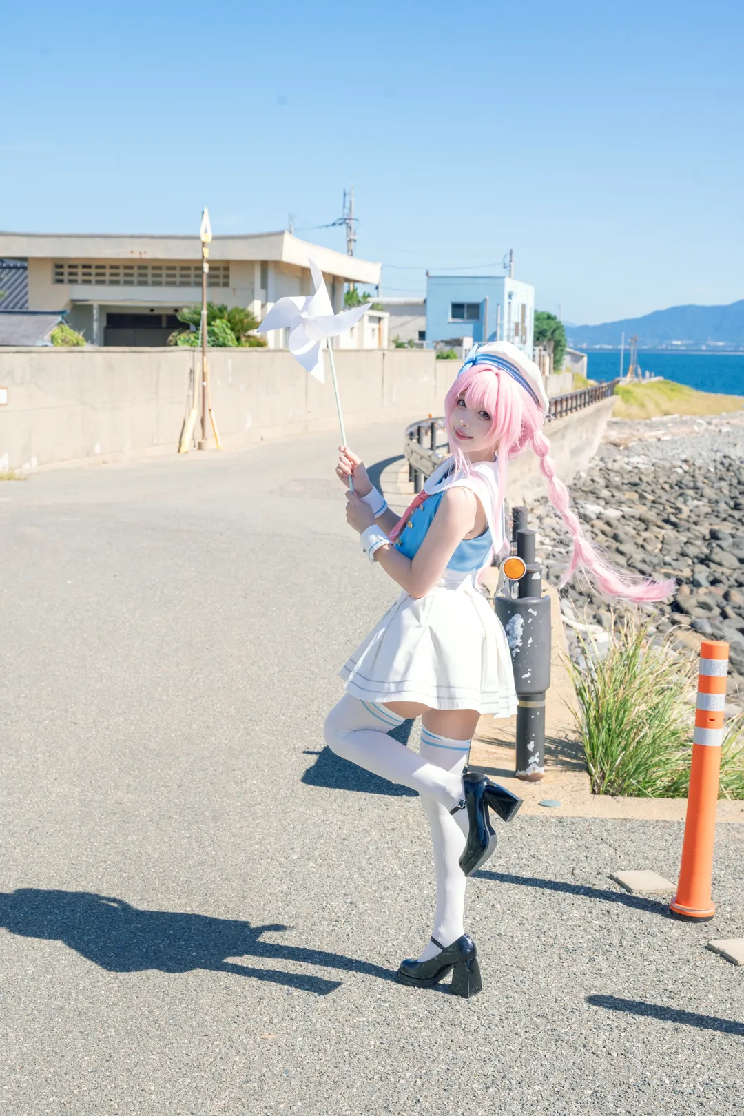 海边cosplay, MyGO!!!!!, 水手服穿搭, 千早爱音cos, 二次元外景 - 第1张