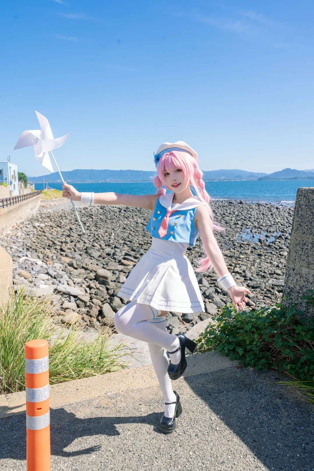 海边cosplay, MyGO!!!!!, 水手服穿搭, 千早爱音cos, 二次元外景 - 第3张