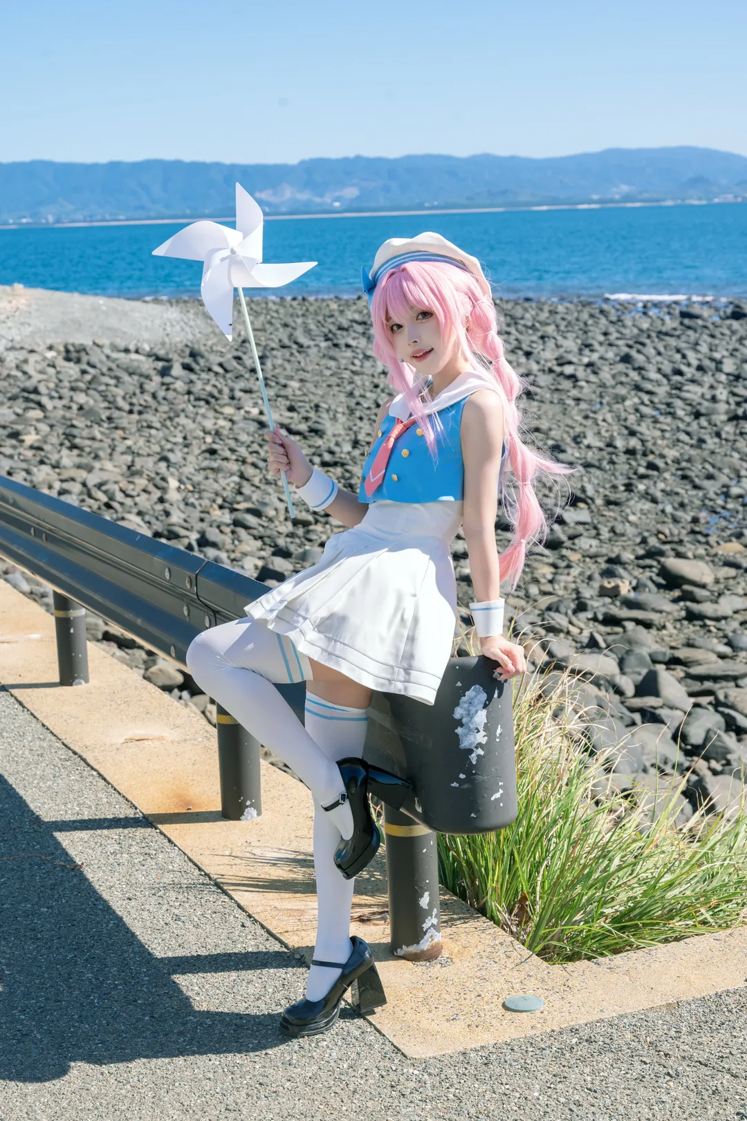 海边cosplay, MyGO!!!!!, 水手服穿搭, 千早爱音cos, 二次元外景 - 第4张