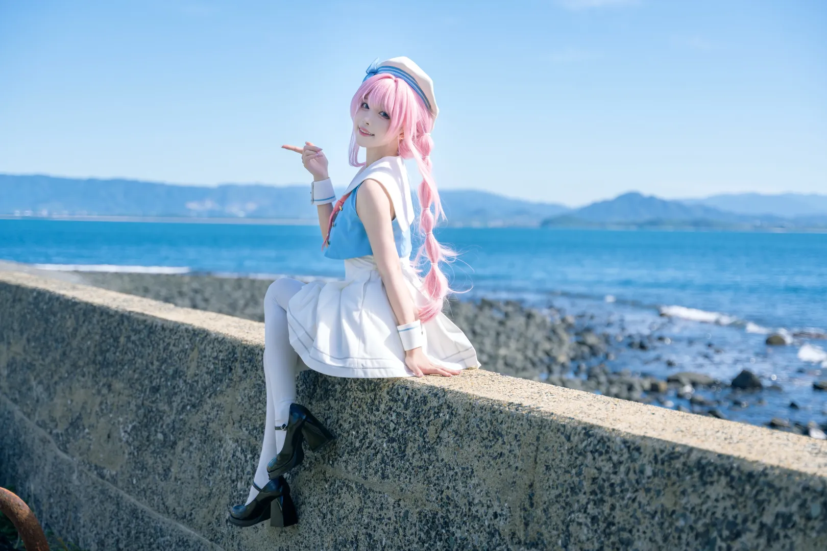 Seaside cosplay, MyGO!!!!!, Sailor suit outfit, Chihaya Anon cosplay, ACG outdoor location