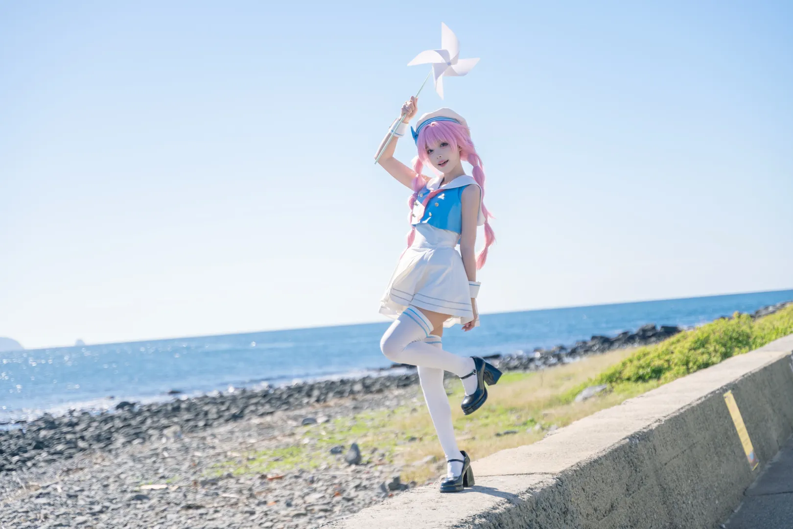 海边cosplay, MyGO!!!!!, 水手服穿搭, 千早爱音cos, 二次元外景 - 第6张