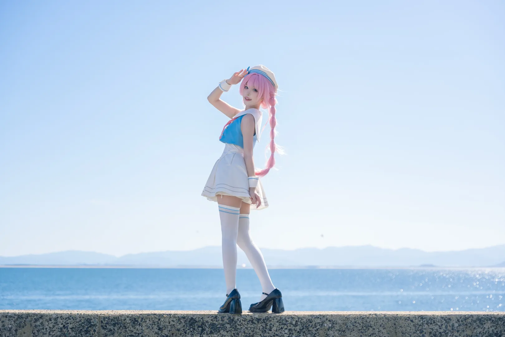 海边cosplay, MyGO!!!!!, 水手服穿搭, 千早爱音cos, 二次元外景 - 第7张