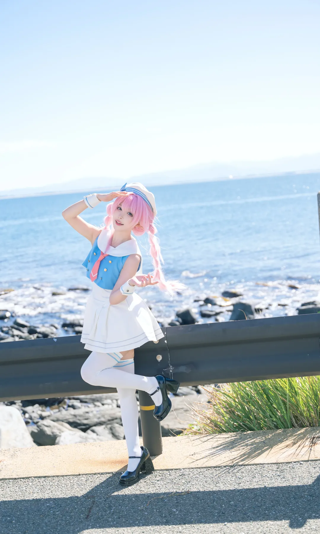 BanG Dream! It's MyGO!!!!!, 千早爱音cos, 二次元少女摄影, 白丝水手服, 海边外景写真 - 第1张