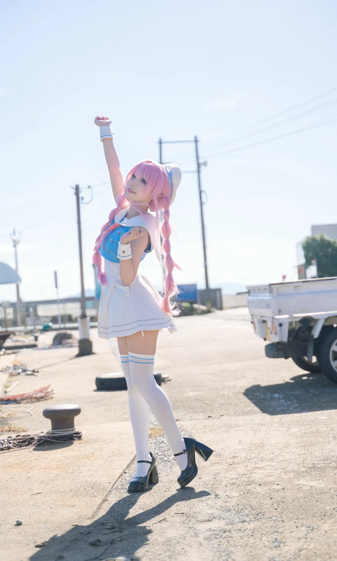 BanG Dream! It's MyGO!!!!!, 千早爱音cos, 二次元少女摄影, 白丝水手服, 海边外景写真 - 第10张