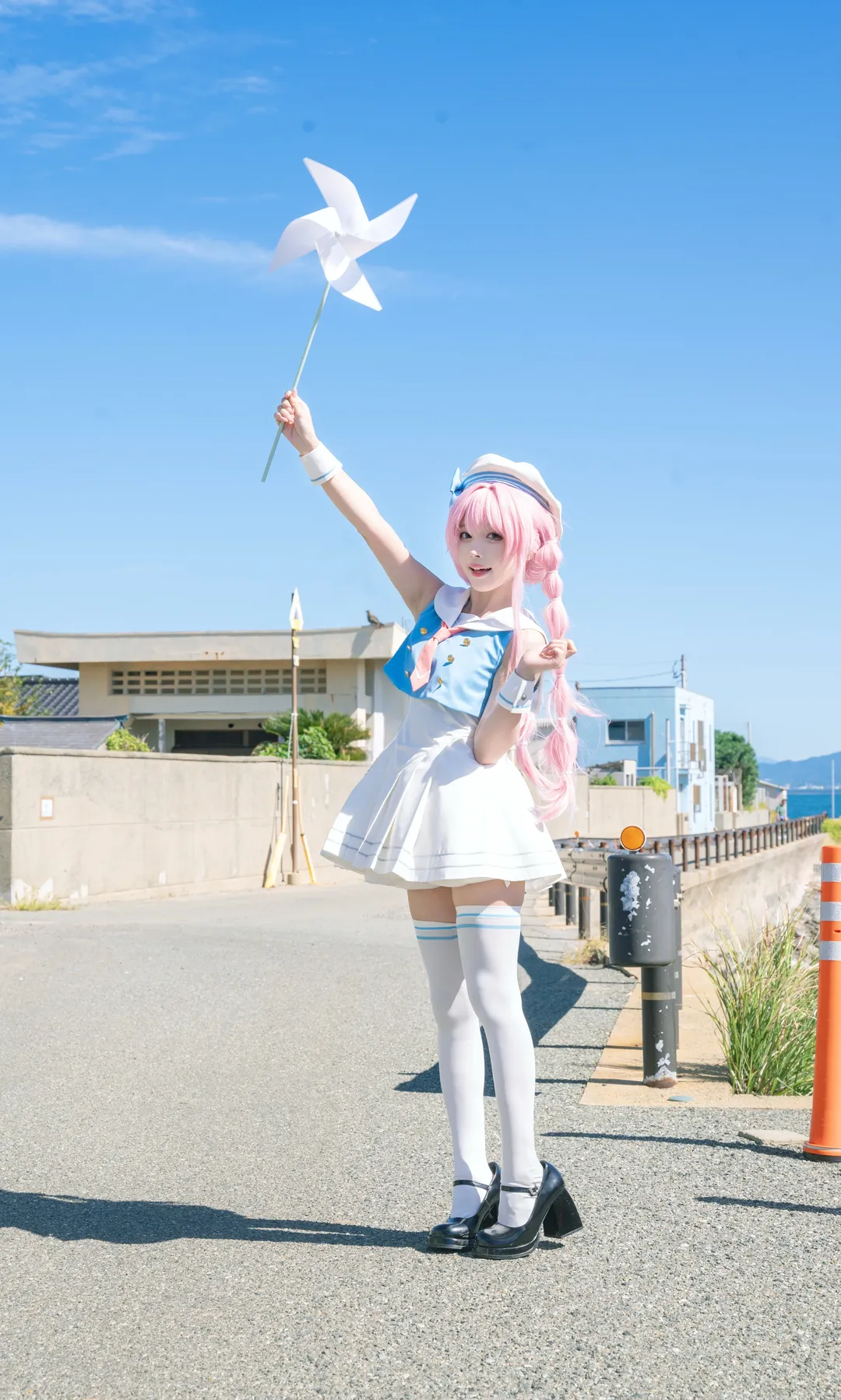 BanG Dream! It's MyGO!!!!!, 千早爱音cos, 二次元少女摄影, 白丝水手服, 海边外景写真 - 第2张