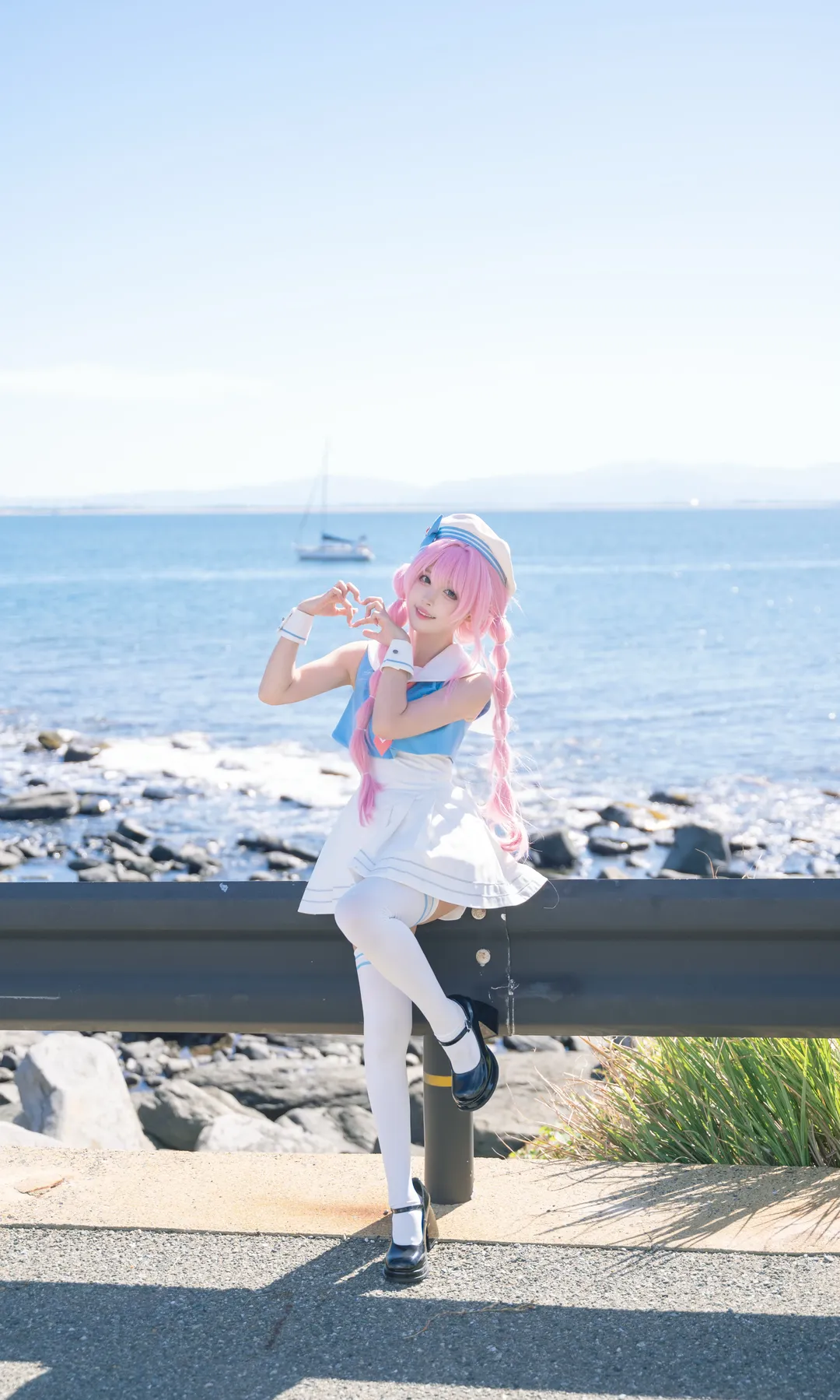 BanG Dream! It's MyGO!!!!!, 千早爱音cos, 二次元少女摄影, 白丝水手服, 海边外景写真 - 第3张