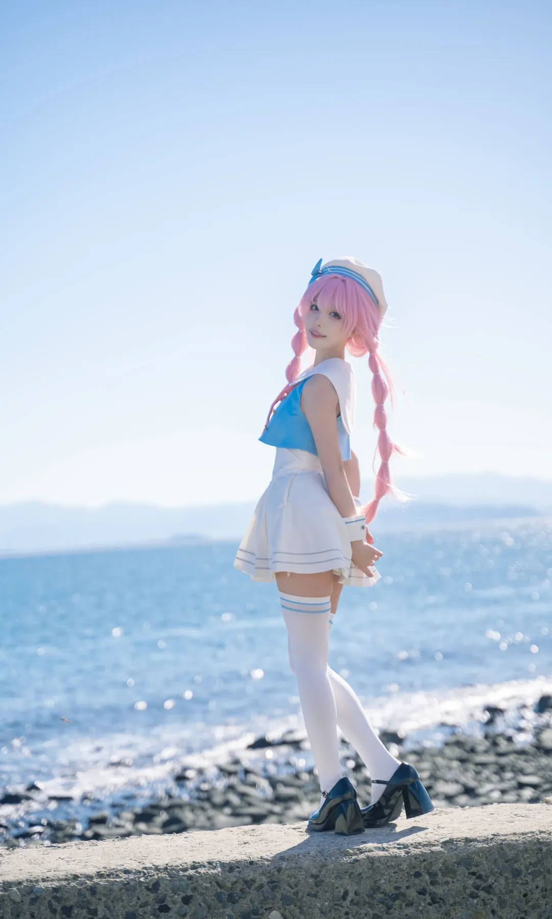 BanG Dream! It's MyGO!!!!!, 千早爱音cos, 二次元少女摄影, 白丝水手服, 海边外景写真 - 第4张