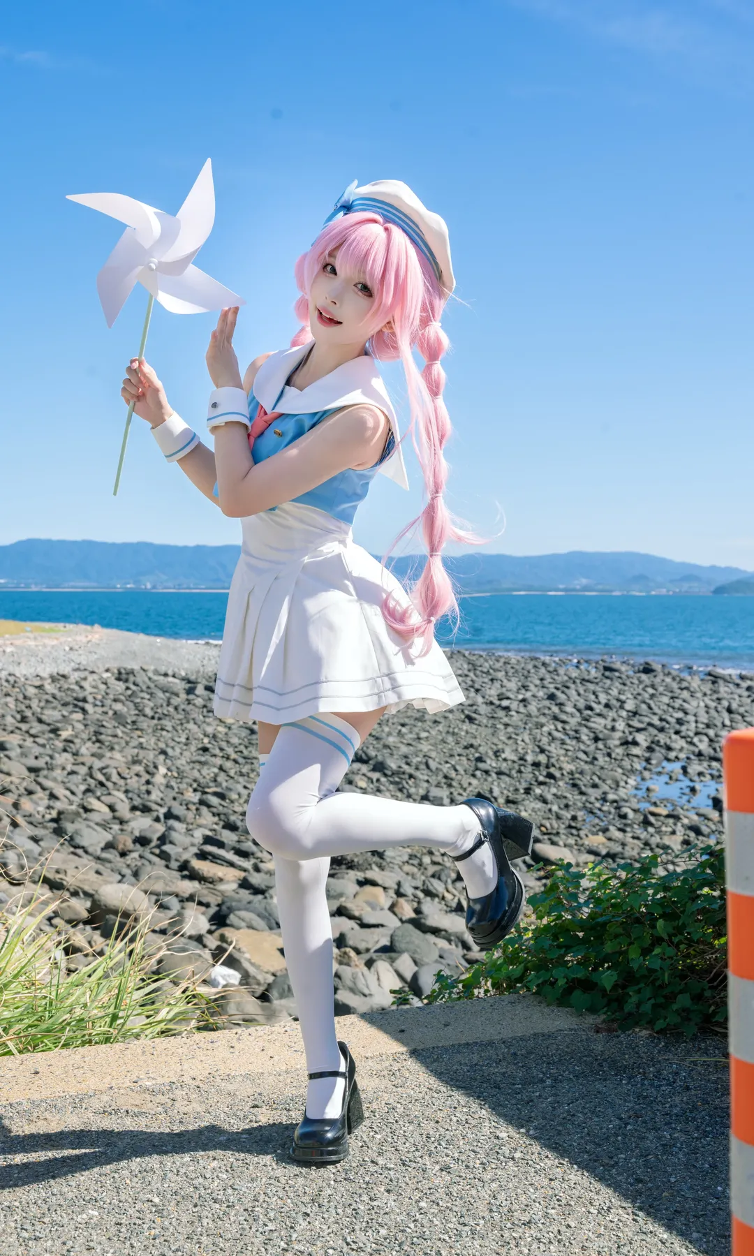 BanG Dream! It's MyGO!!!!!, 千早爱音cos, 二次元少女摄影, 白丝水手服, 海边外景写真 - 第5张