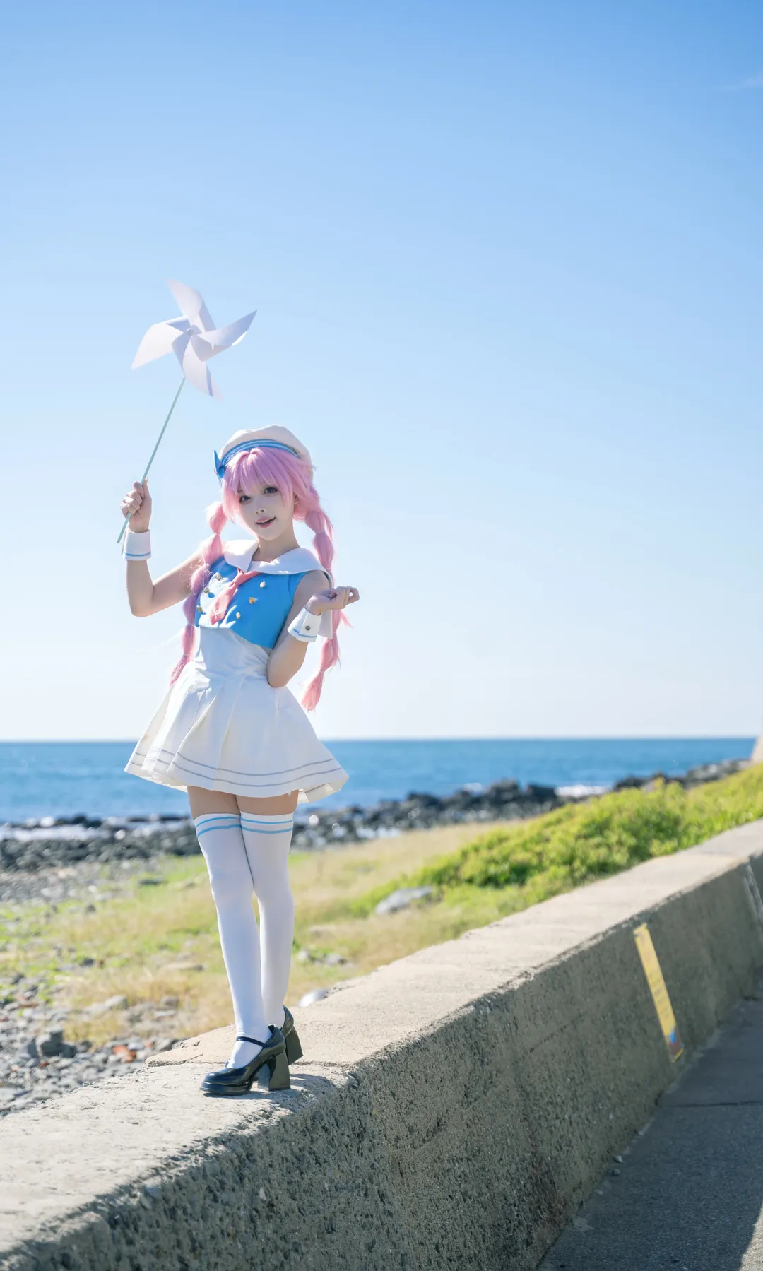 BanG Dream! It's MyGO!!!!!, 千早爱音cos, 二次元少女摄影, 白丝水手服, 海边外景写真 - 第7张