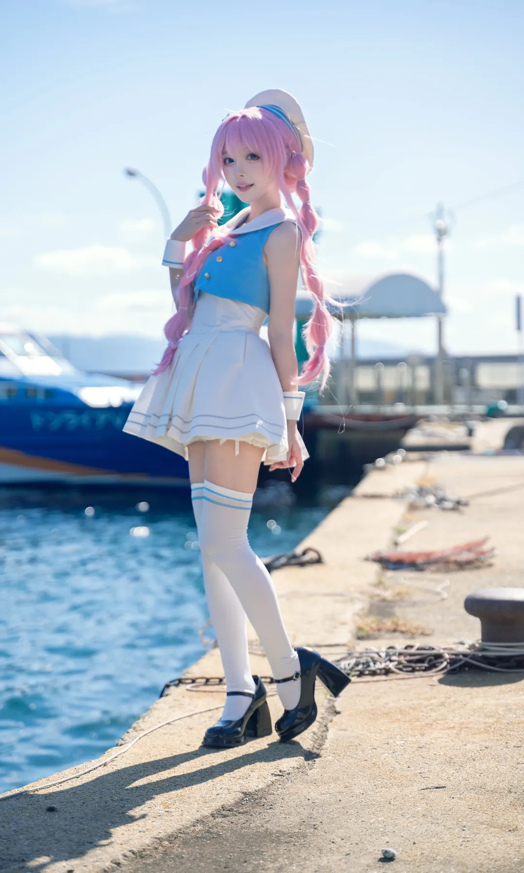 BanG Dream! It's MyGO!!!!!, 千早爱音cos, 二次元少女摄影, 白丝水手服, 海边外景写真 - 第9张