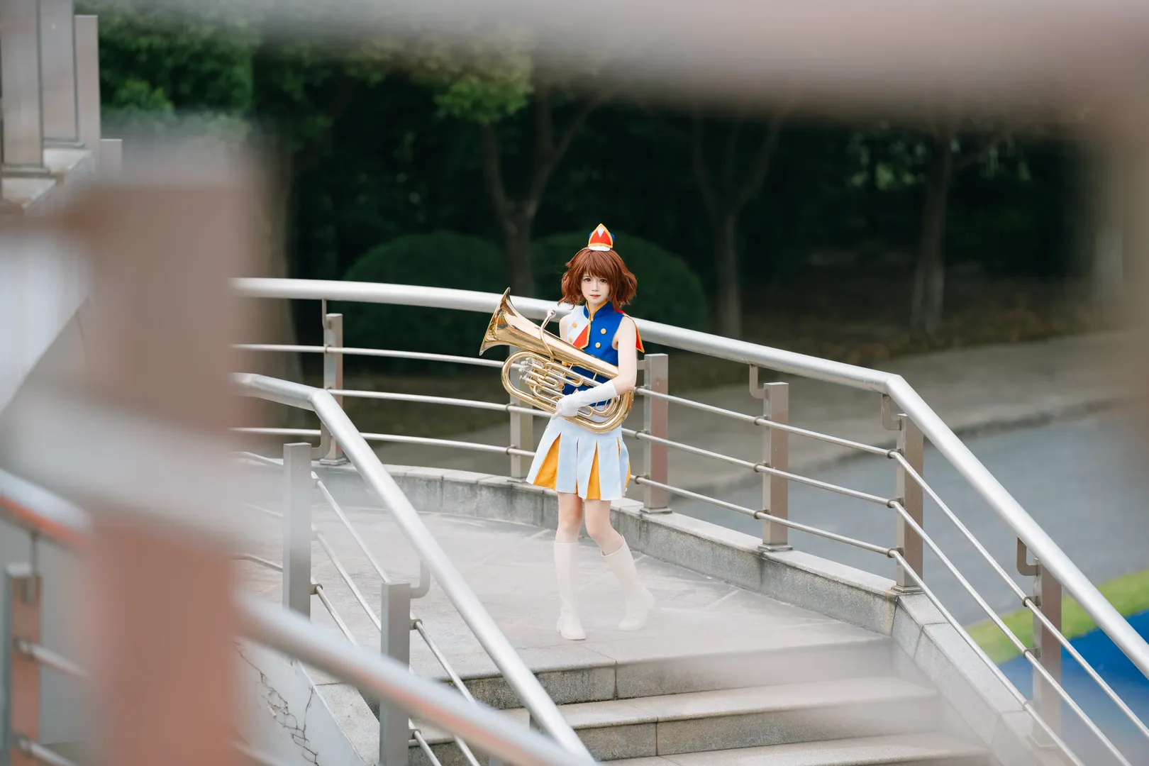 黄前久美子cos, 吹响吧上低音号, 北宇治高中, 体育场摄影, 夏日阳光 - 第2张