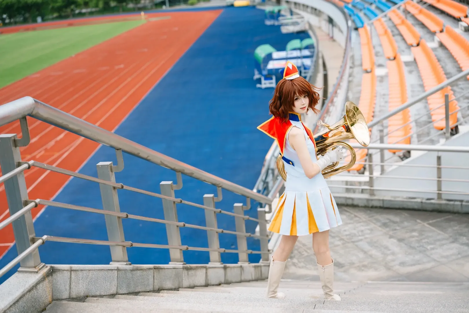 黄前久美子cos, 吹响吧上低音号, 北宇治高中, 体育场摄影, 夏日阳光 - 第8张