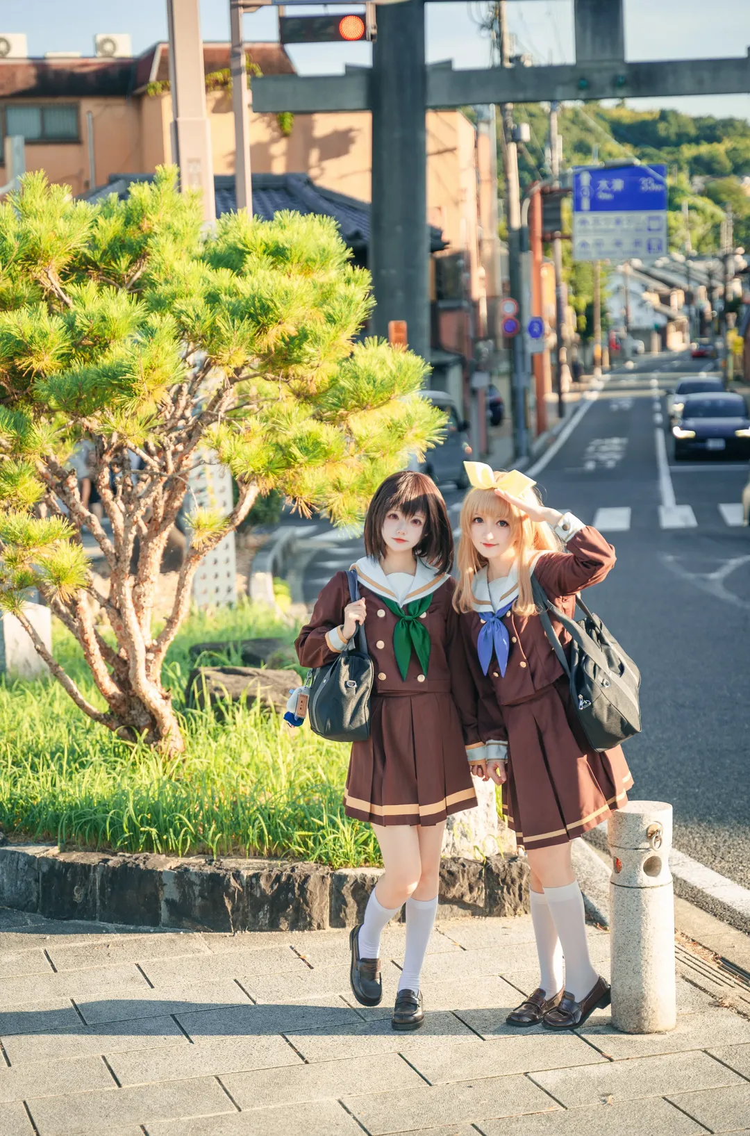 吹响吧上低音号, 吉川优子cos, 中世古香织cos, 北宇治高校制服, 双人校园外景 - 第1张
