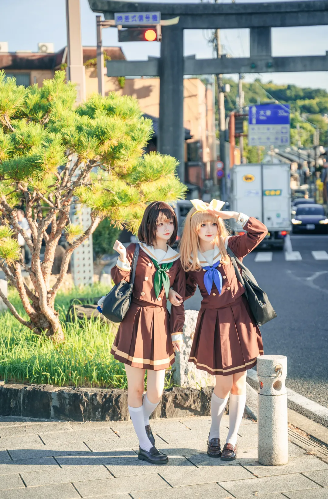 吹响吧上低音号, 吉川优子cos, 中世古香织cos, 北宇治高校制服, 双人校园外景 - 第9张