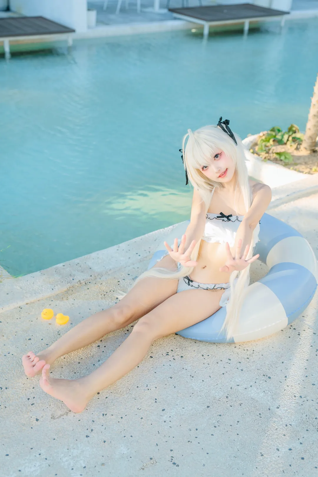 二次元cosplay, 春日野穹cos, 緣分的天空, 夏日泳池, 双马尾少女 - 第1张