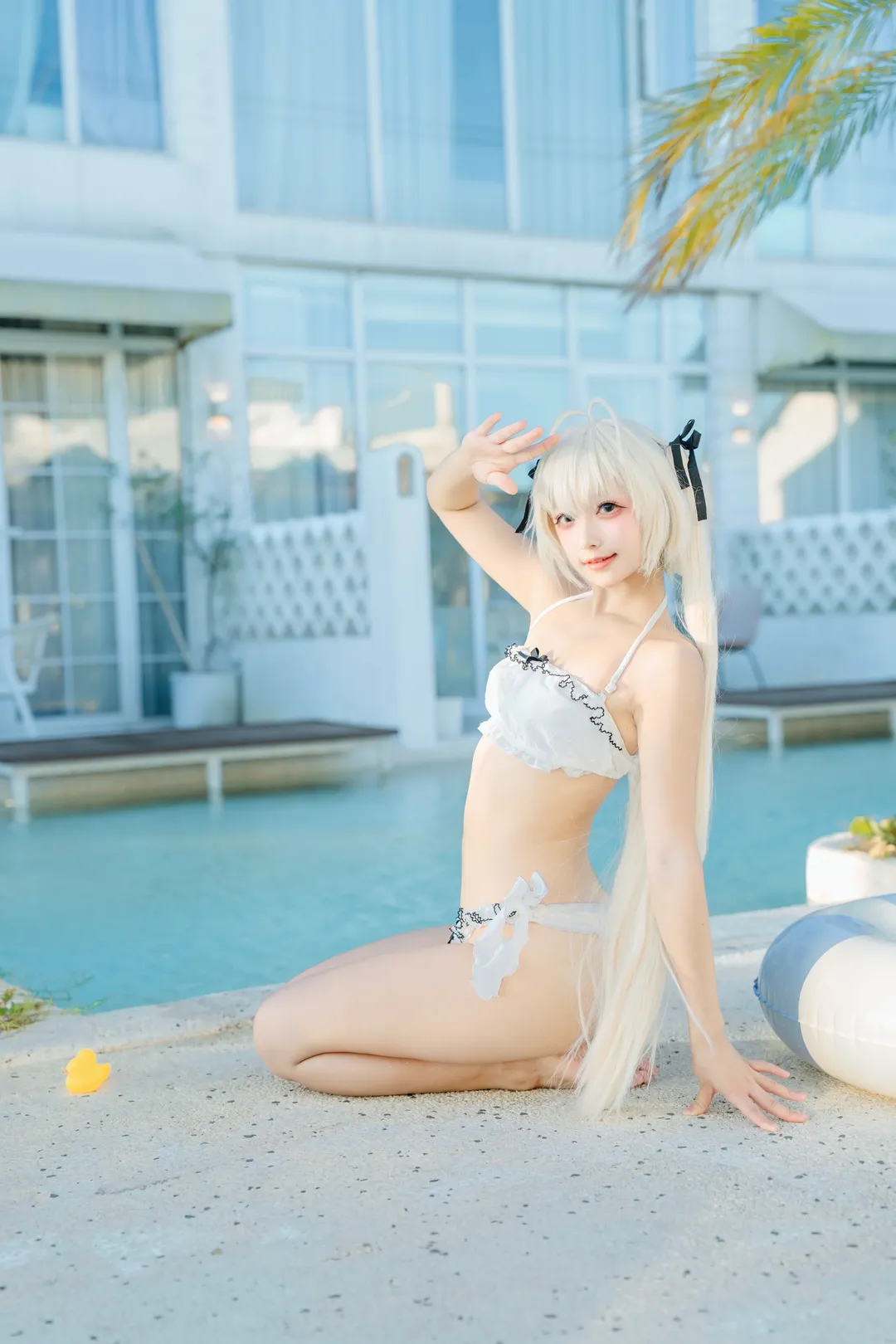 二次元cosplay, 春日野穹cos, 緣分的天空, 夏日泳池, 双马尾少女 - 第5张