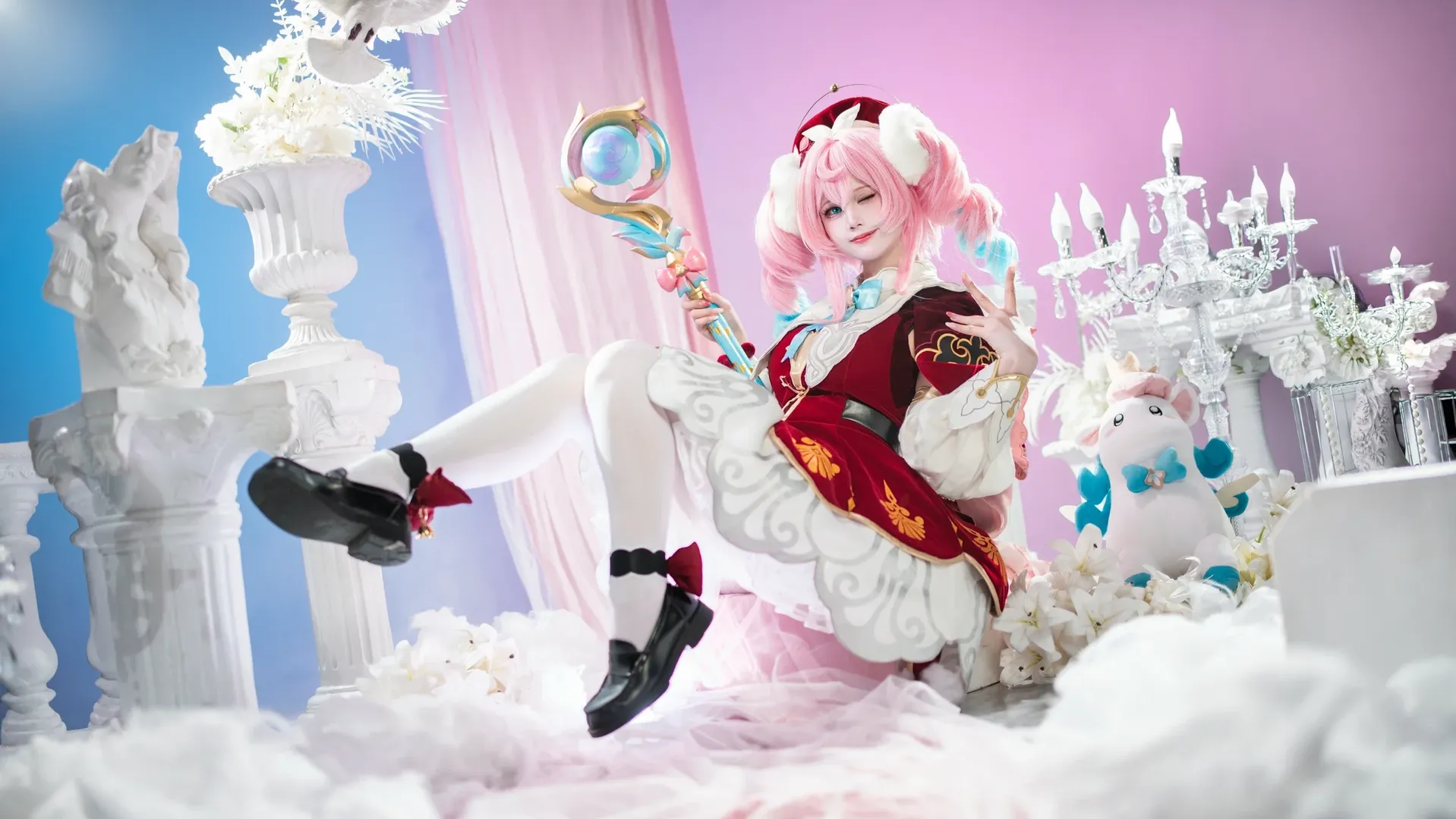 崩壊：スターレイル, ヒアシンシア コスプレ, コスプレ撮影, 白タイツ制服, 二次元少女コーデ