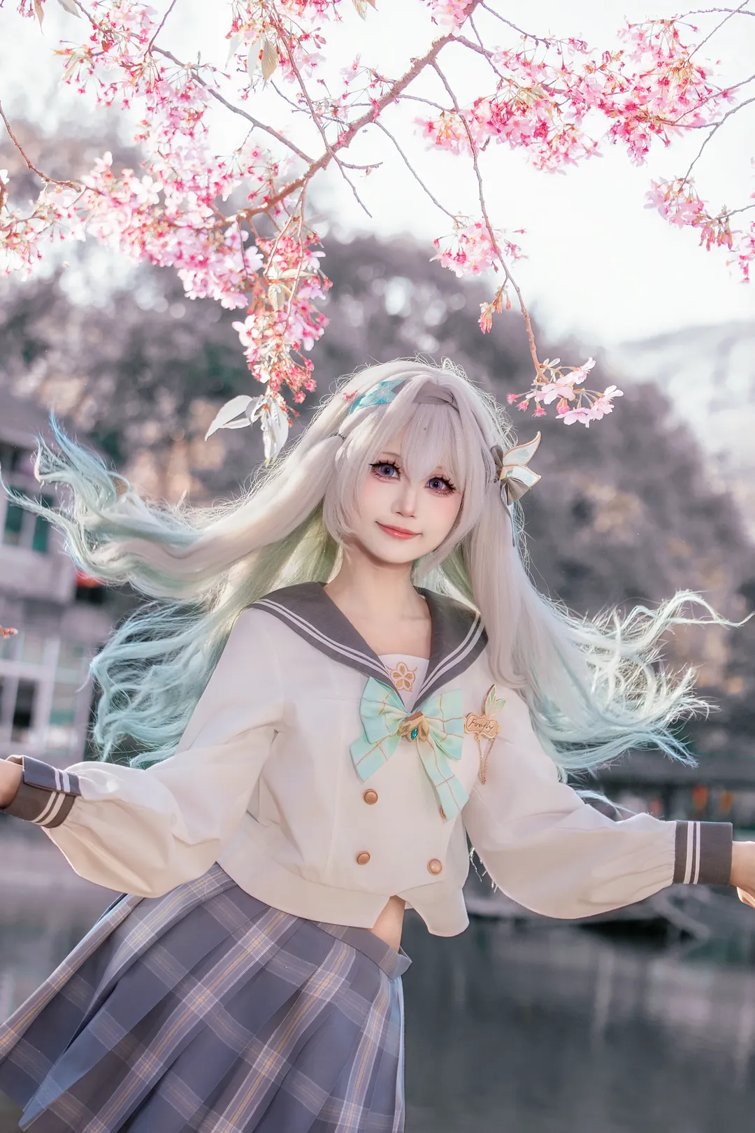 崩坏星穹铁道, 流萤cos, JK制服, cosplay摄影, 福州樱花 - 第1张