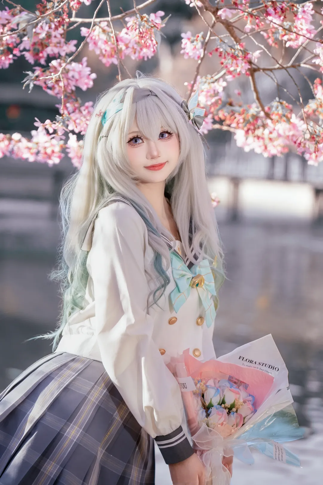 崩坏星穹铁道, 流萤cos, JK制服, cosplay摄影, 福州樱花 - 第3张