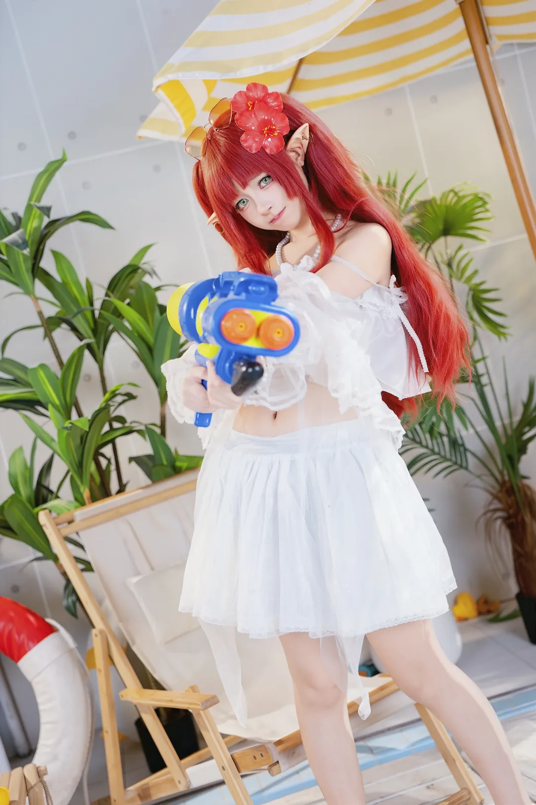 Arknights, Anime cosplay, Elf ears, Summer pool, Myrtle cosplay - Image 1