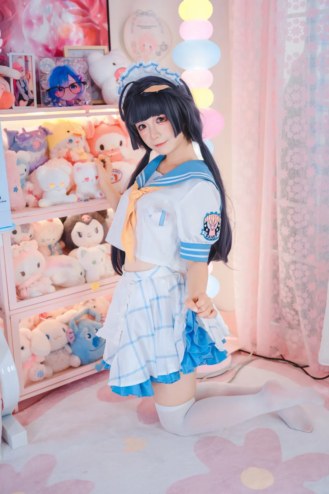 蔚藍檔案, 霞澤美遊cos, 水手服cosplay, 電競房寫真, 二次元少女穿搭