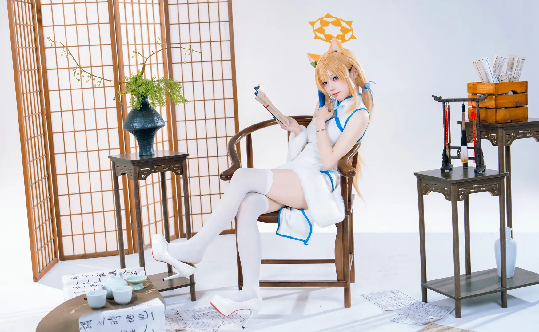 蔚蓝档案, 二次元Cosplay, 旗袍cos, 白棚摄影, 伊洛玛丽cos