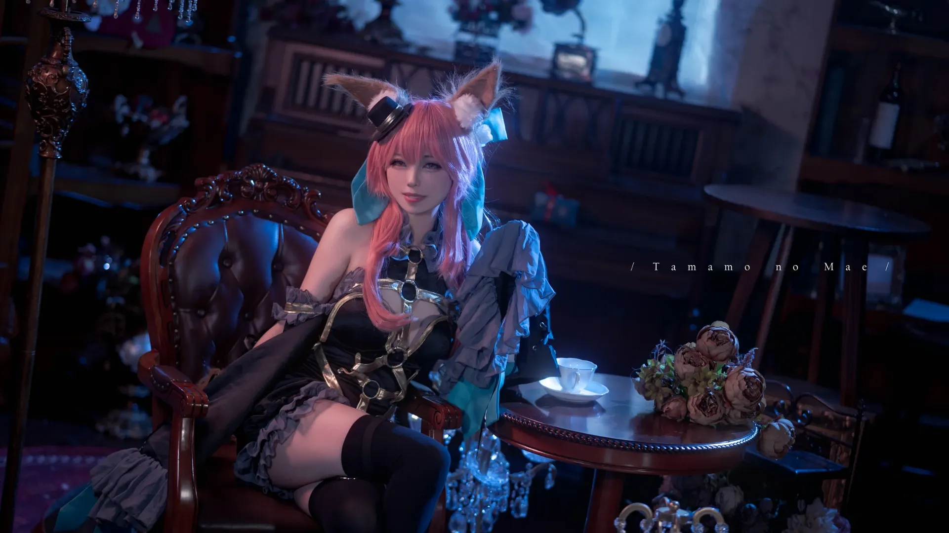 Fate, 黑丝高跟鞋, 玉藻前cos, 复古写真, 狐狸cosplay - 第2张