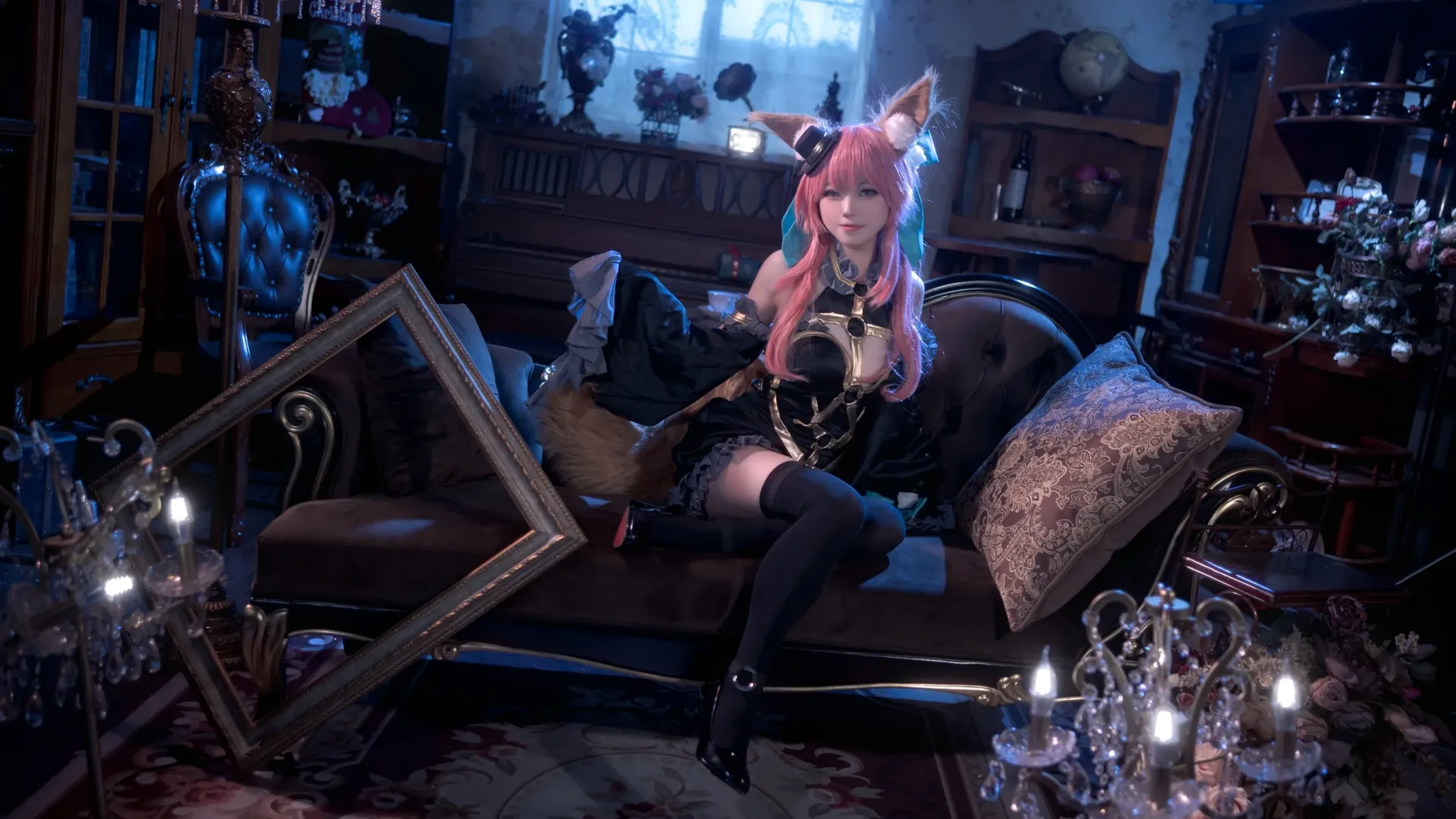 Fate, 黑丝高跟鞋, 玉藻前cos, 复古写真, 狐狸cosplay - 第4张