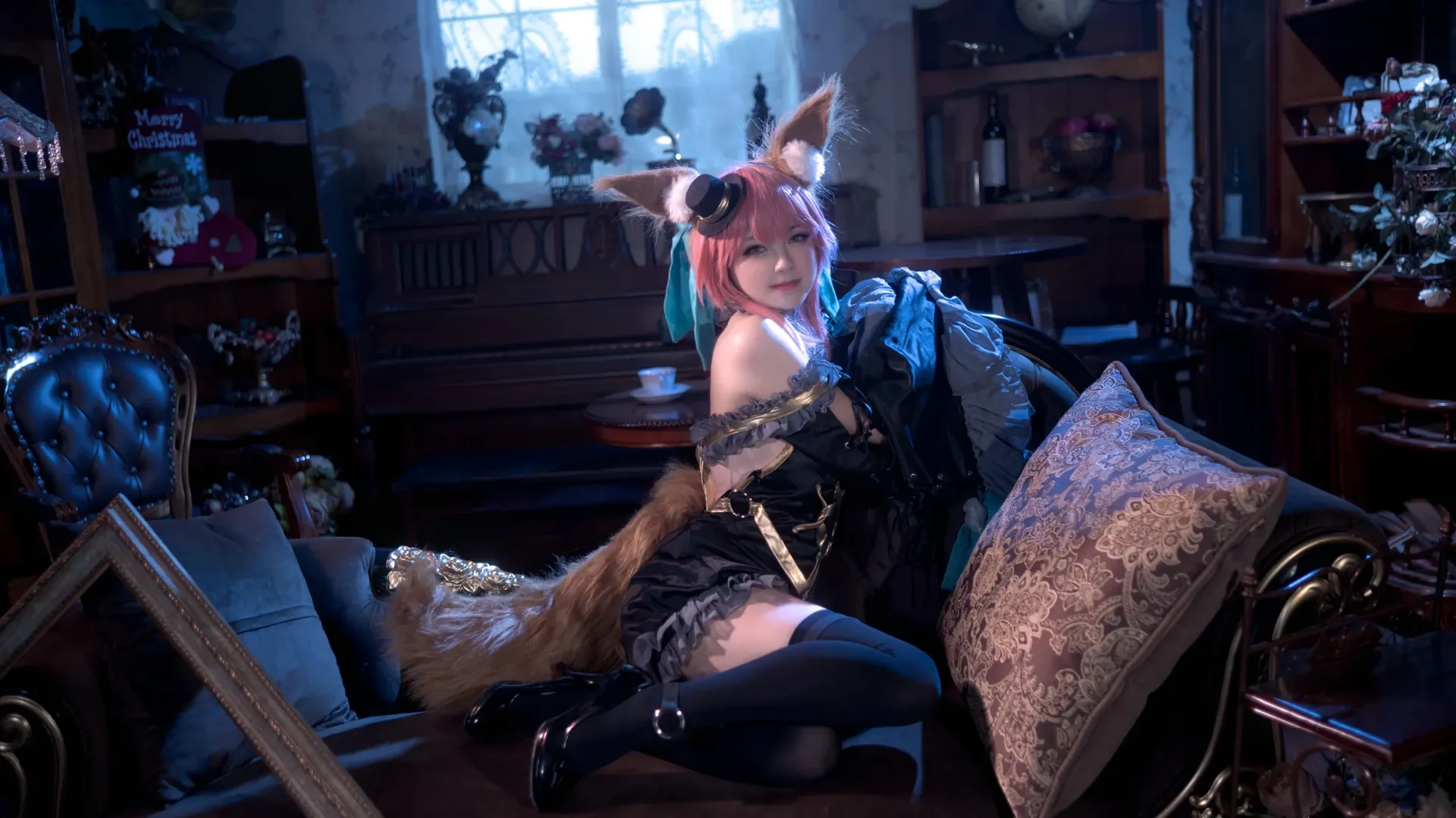 Fate, 黑丝高跟鞋, 玉藻前cos, 复古写真, 狐狸cosplay - 第5张