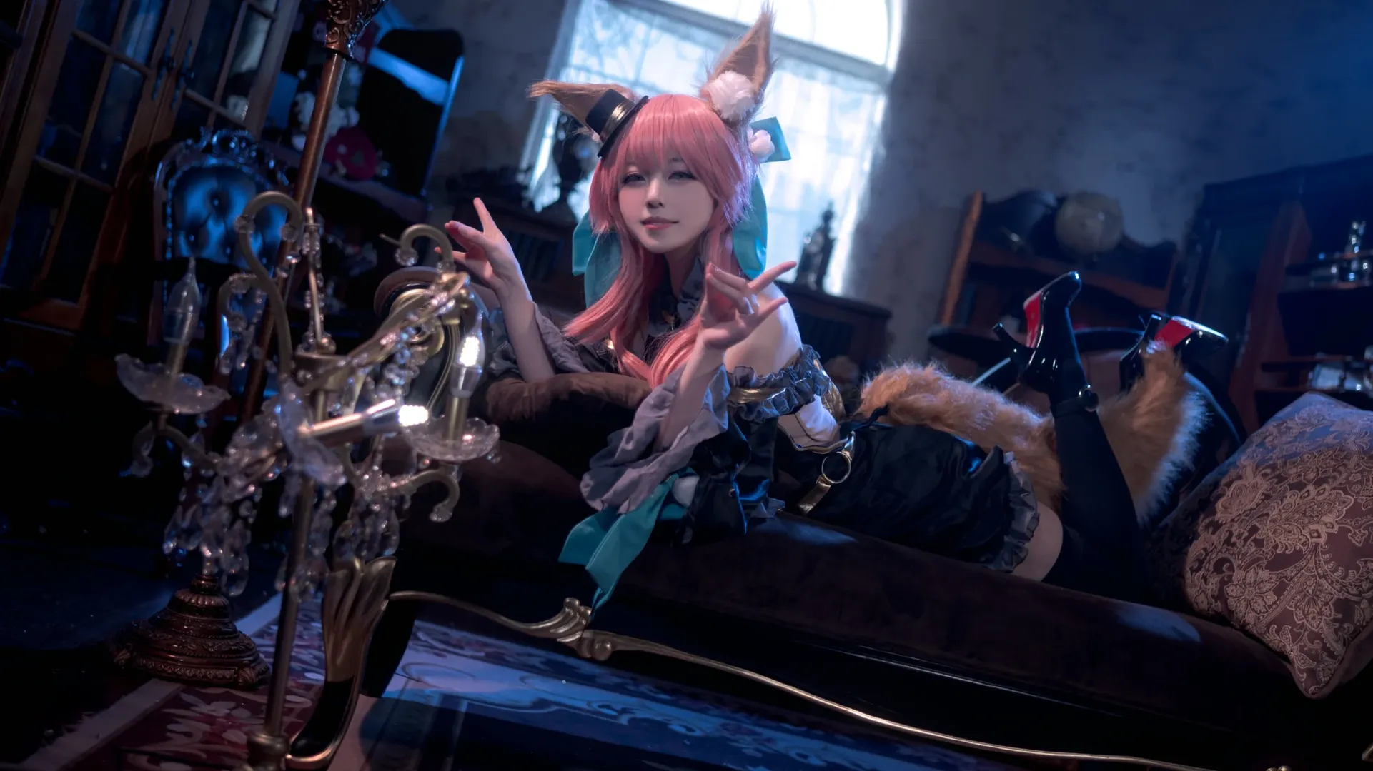 Fate, 黑丝高跟鞋, 玉藻前cos, 复古写真, 狐狸cosplay - 第7张