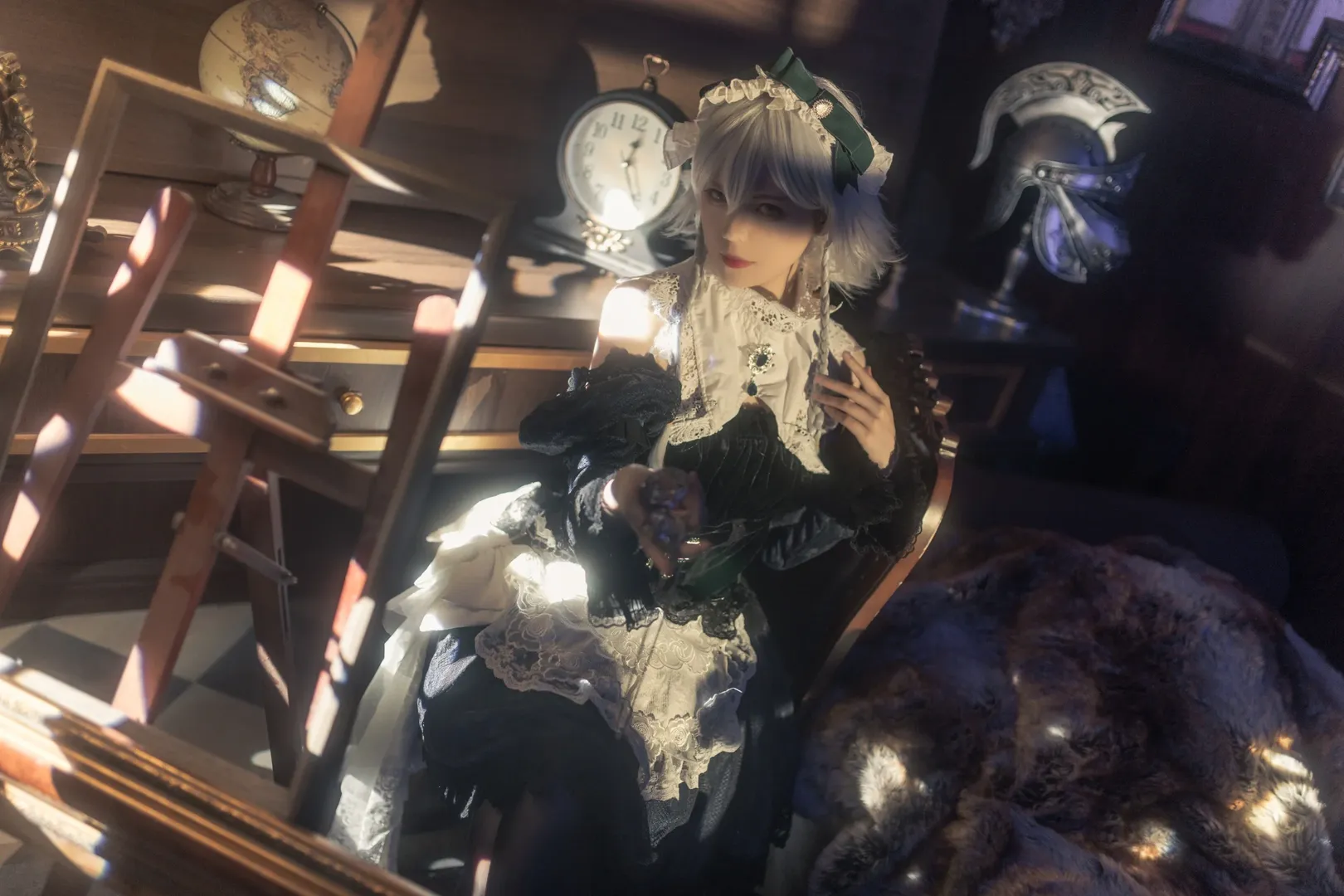 東方Project, コスプレ写真, メイド服, 十六夜咲夜 コスプレ, レトロな光と影の写真