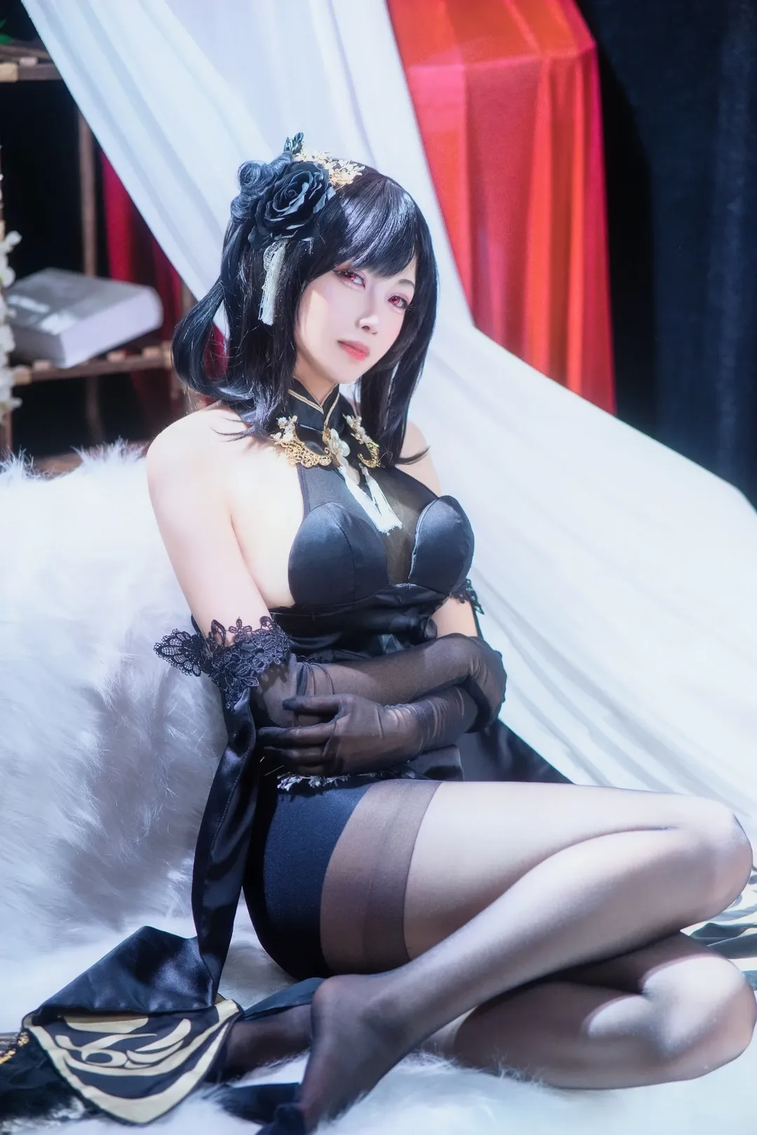 二次元撮影, アズールレーン, 鎮海コスプレ, チャイナドレスコスプレ, 黒タイツ コーデ - 2枚目