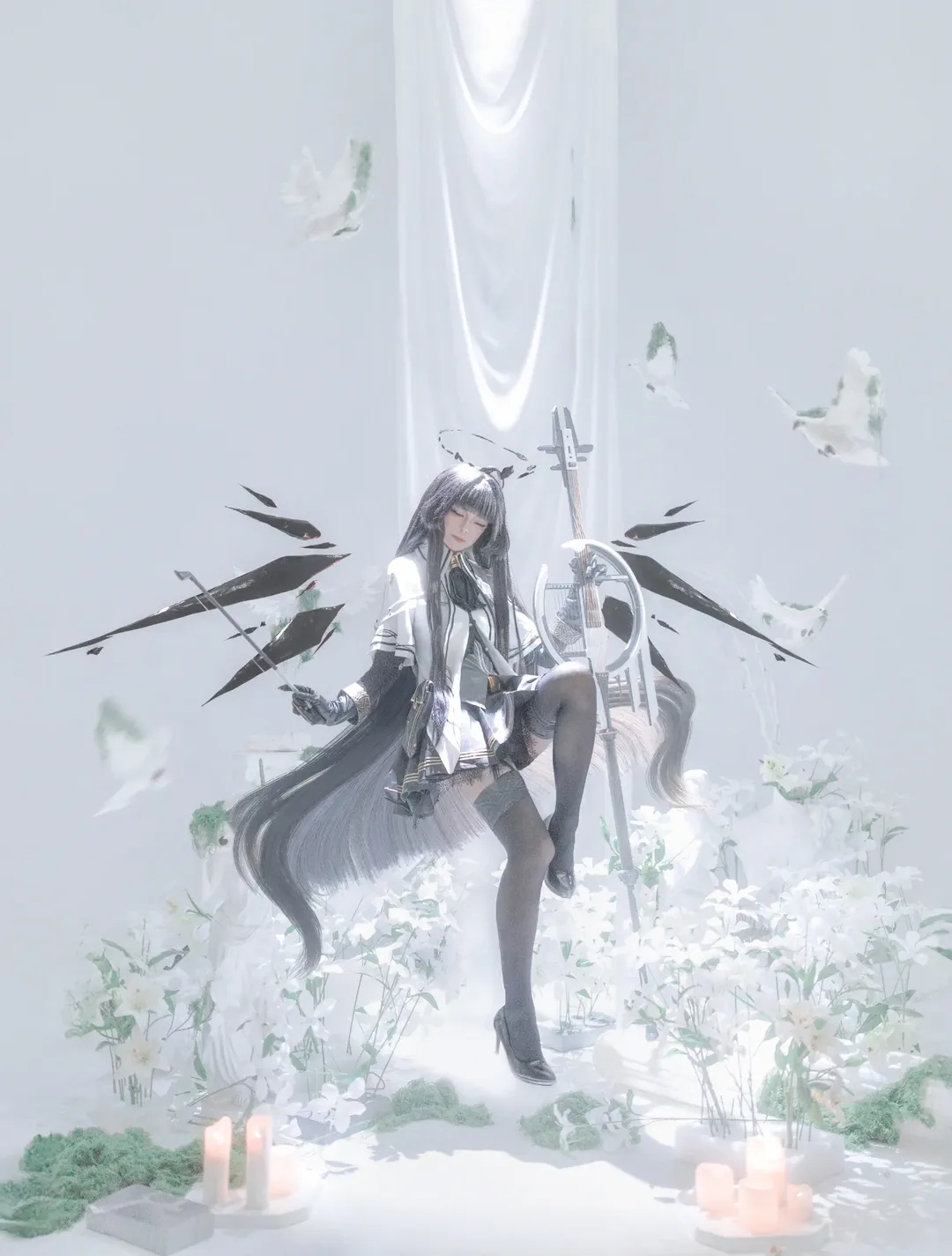Arknights, Arturia cosplay, Cosplay post-processing, High-key photography, Fantasy flower garden color palette - Image 2