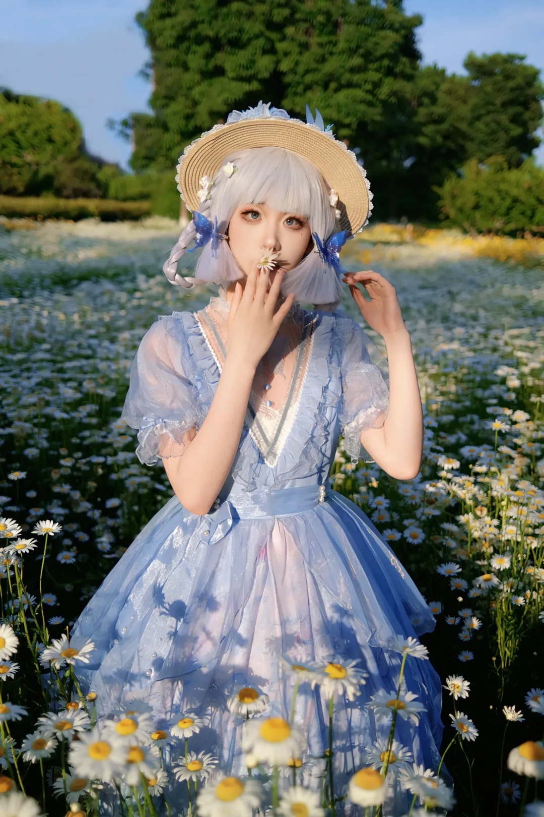 原神, 户外摄影, 神里绫华cos, 自搭cos, 雏菊花海